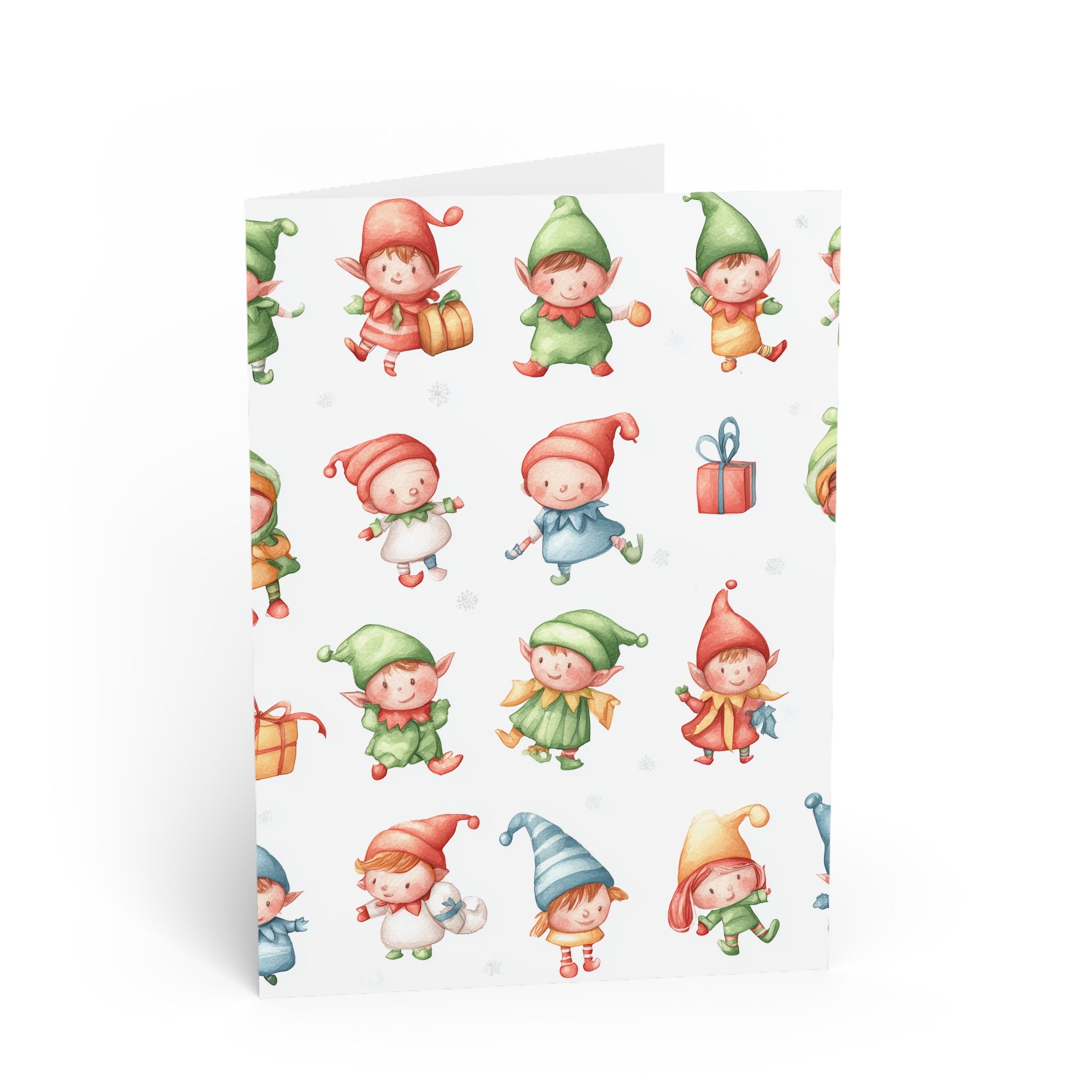 Holiday Elf Pattern Greeting Card — Cute Christmas Kids Card with Gifts