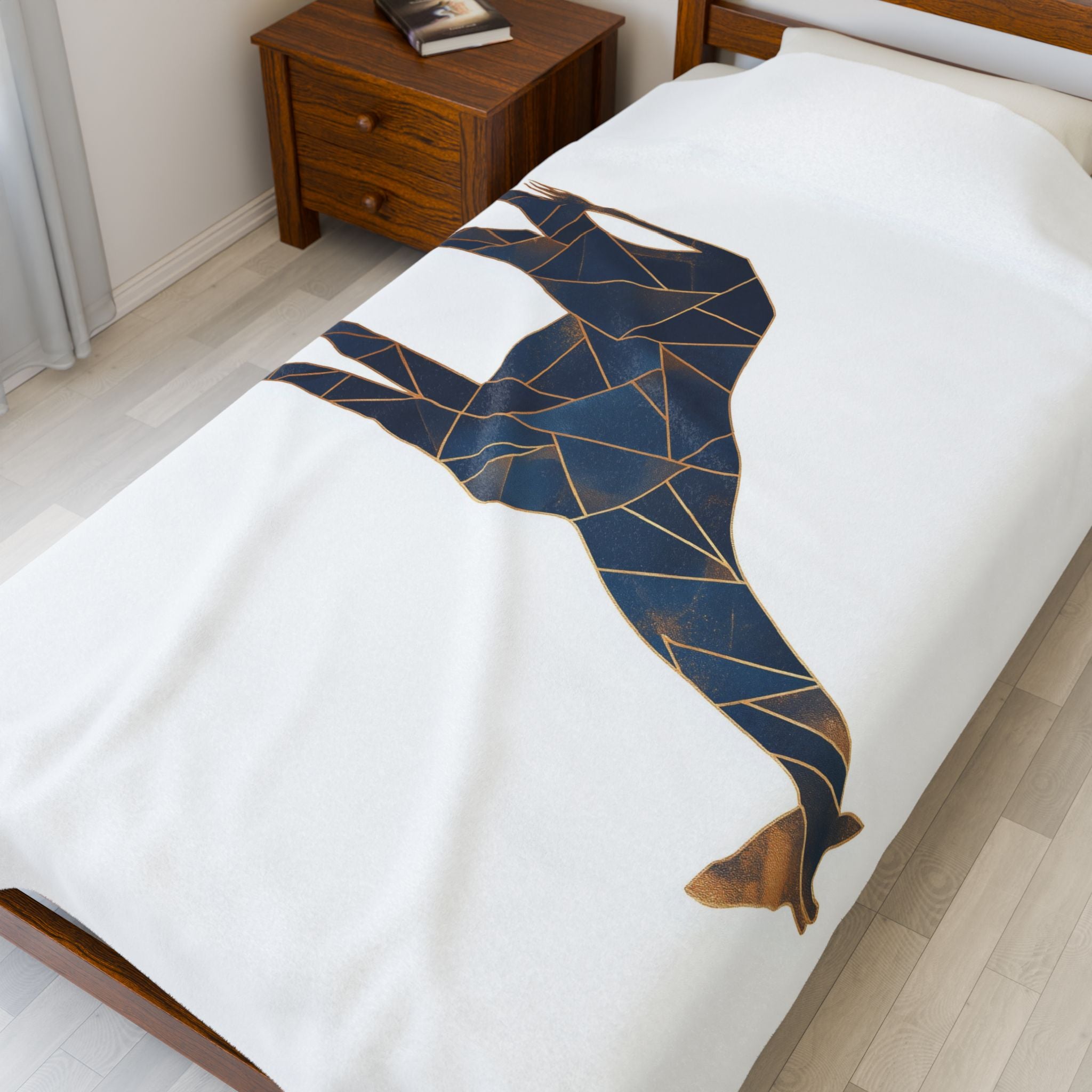 Mosaic Giraffe Quilt: Geometric Wildlife, Modern Blue Triangular Design, Contemporary Digital Illustration   |  Personalized & Custom Orders