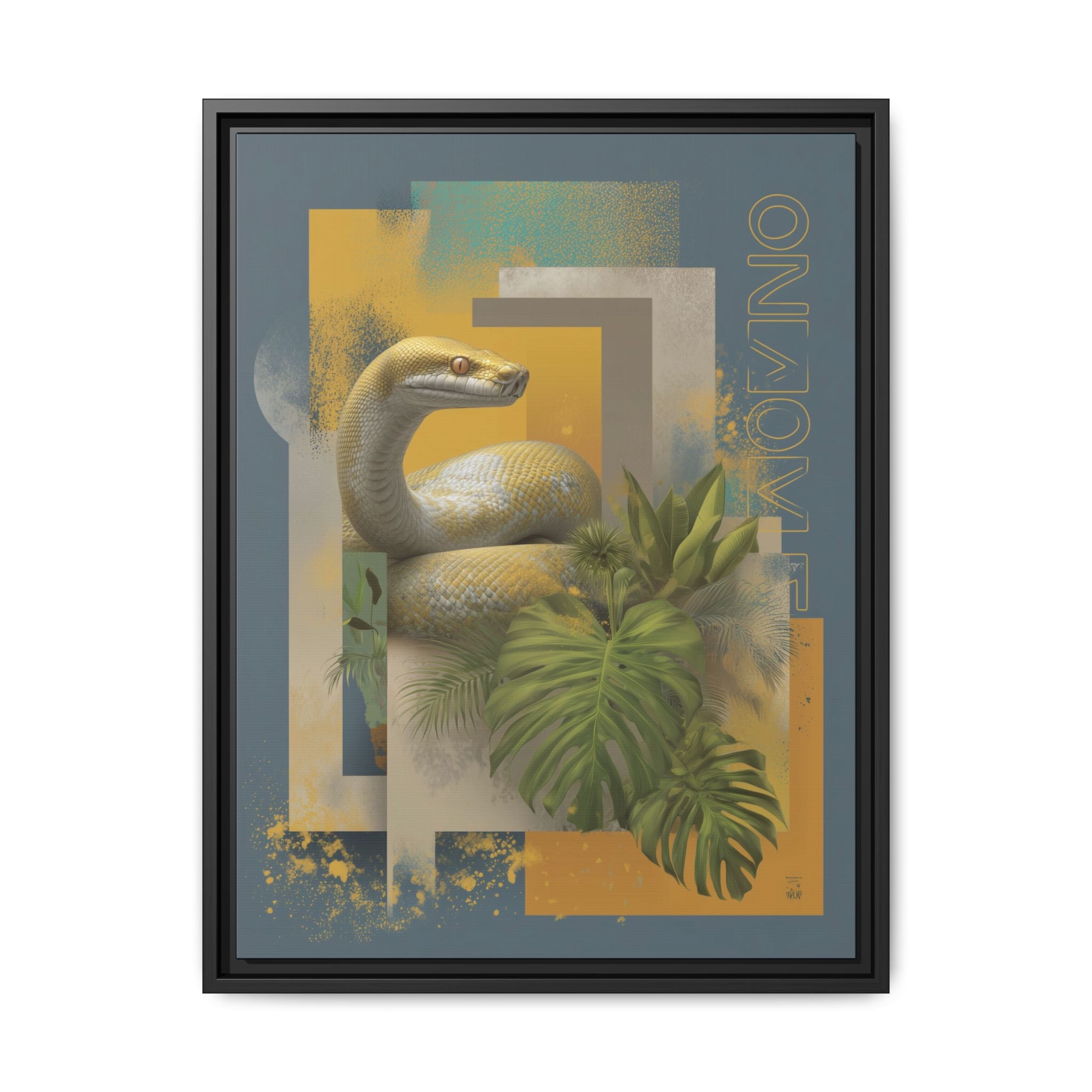 Serpent in Geometry: Tropical Albino Snake Portrait, Modern Botanical Illustration   |    Custom Orders Available