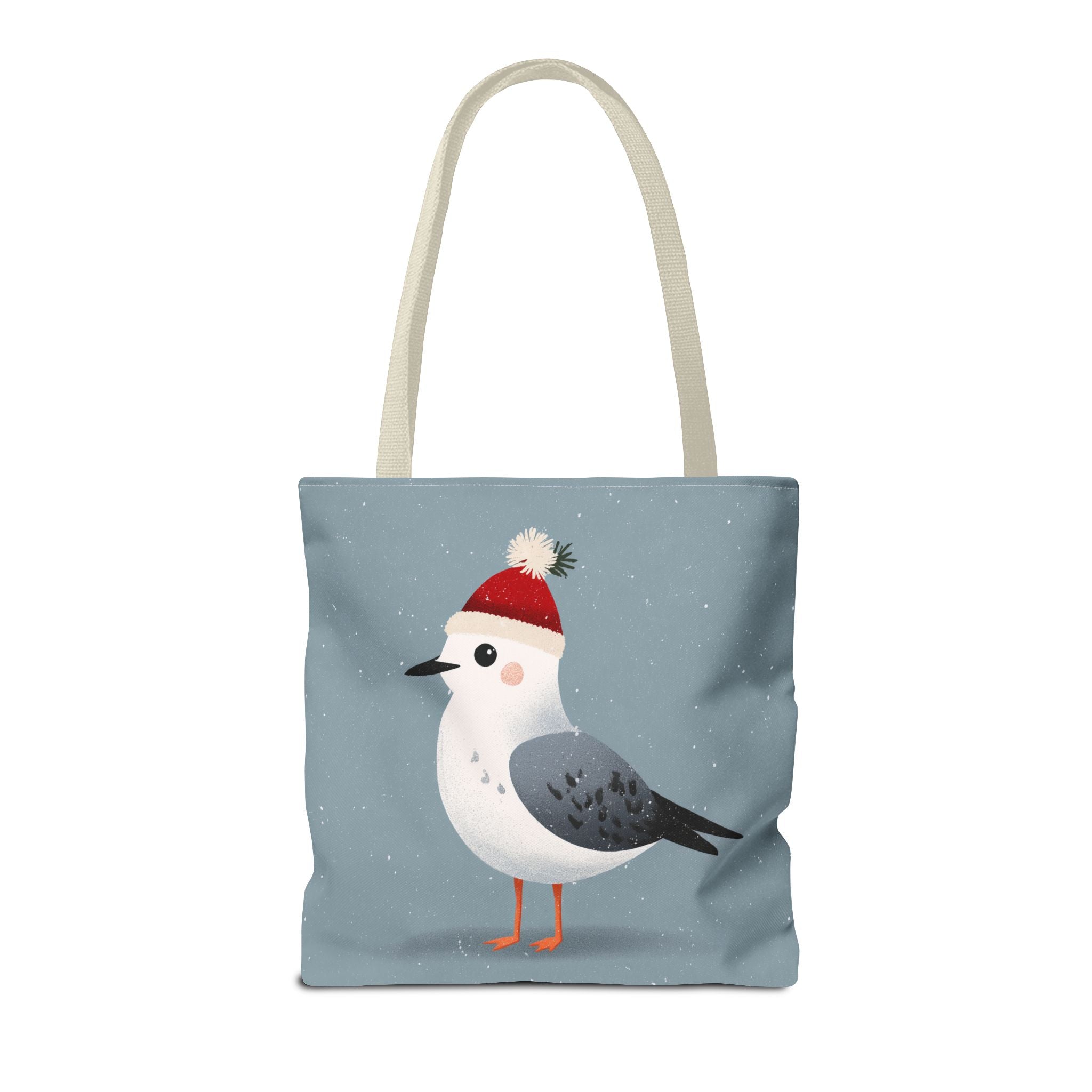 Christmas Seagull Tote Bag, Holiday Shopping Bag, Eco-Friendly Gift Bag, Cute Coastal Accessories, Winter Tote for Bird Lovers