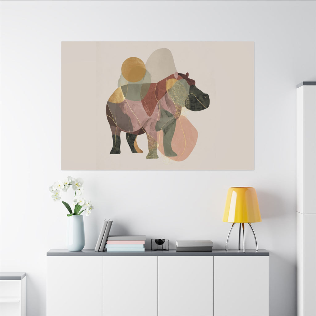 Geometric Hippo: Abstract Animal Art, Minimalist Pastel Composition   |    Custom Orders Available