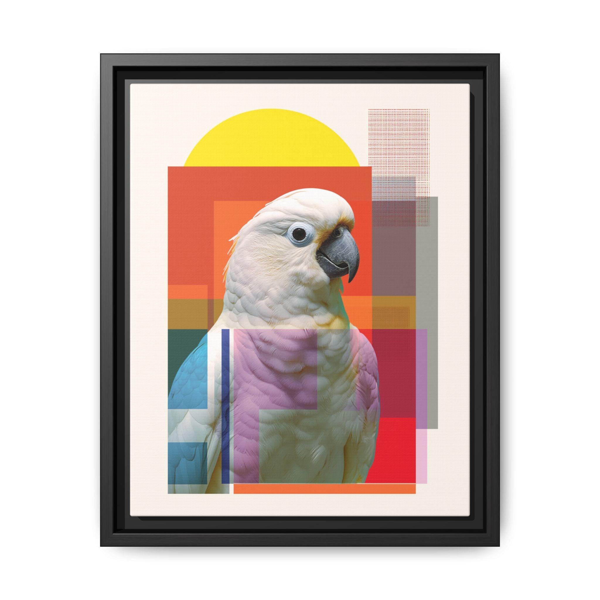 Cockatoo Chromatics Framed Print: Geometric Wildlife Portrait, Contemporary Art Print   |  Personalized & Custom Orders Available