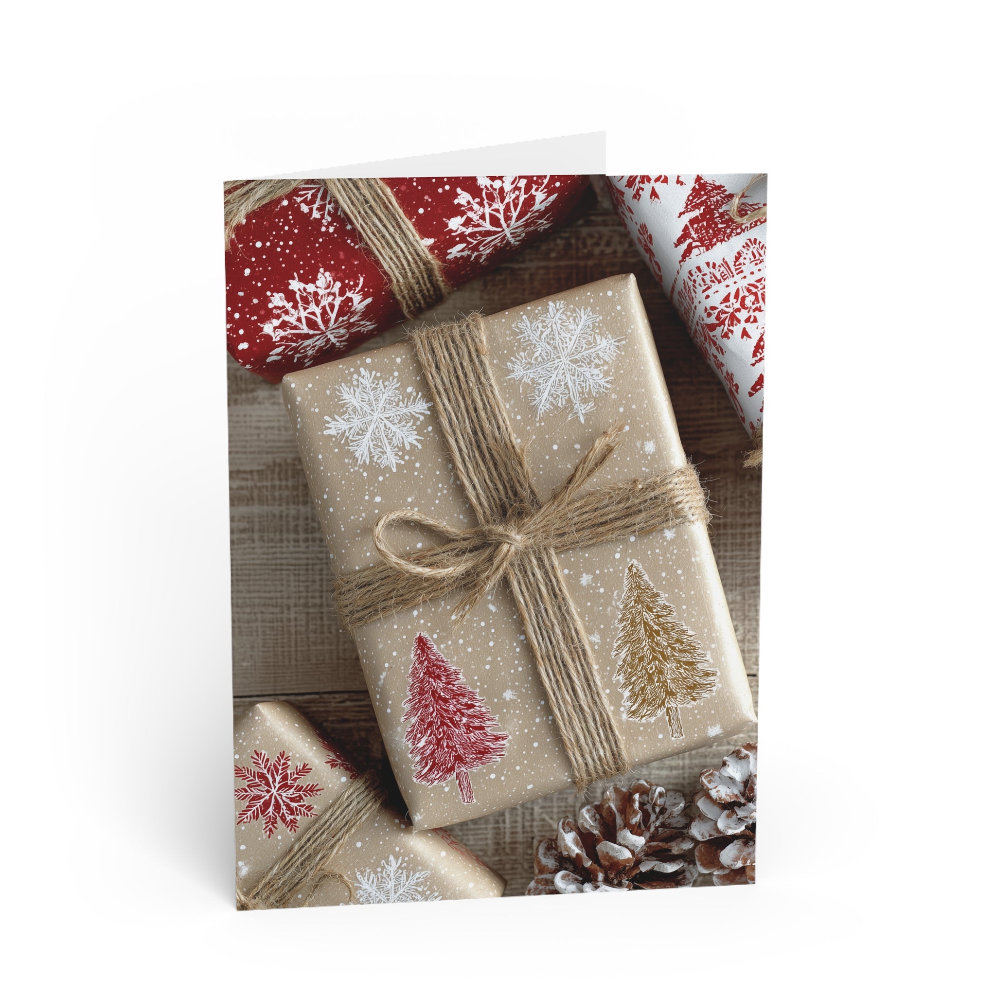 Rustic Christmas Gift Wrap Photo Greeting Card