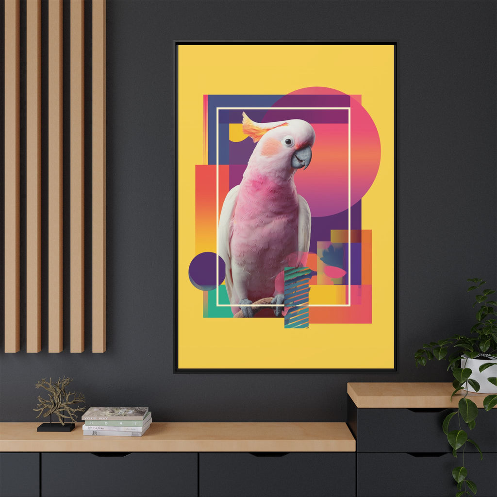 Geometric Cockatoo Composition: Moluccan Parrot Portrait, Modern Abstract Design   |    Custom Orders Available