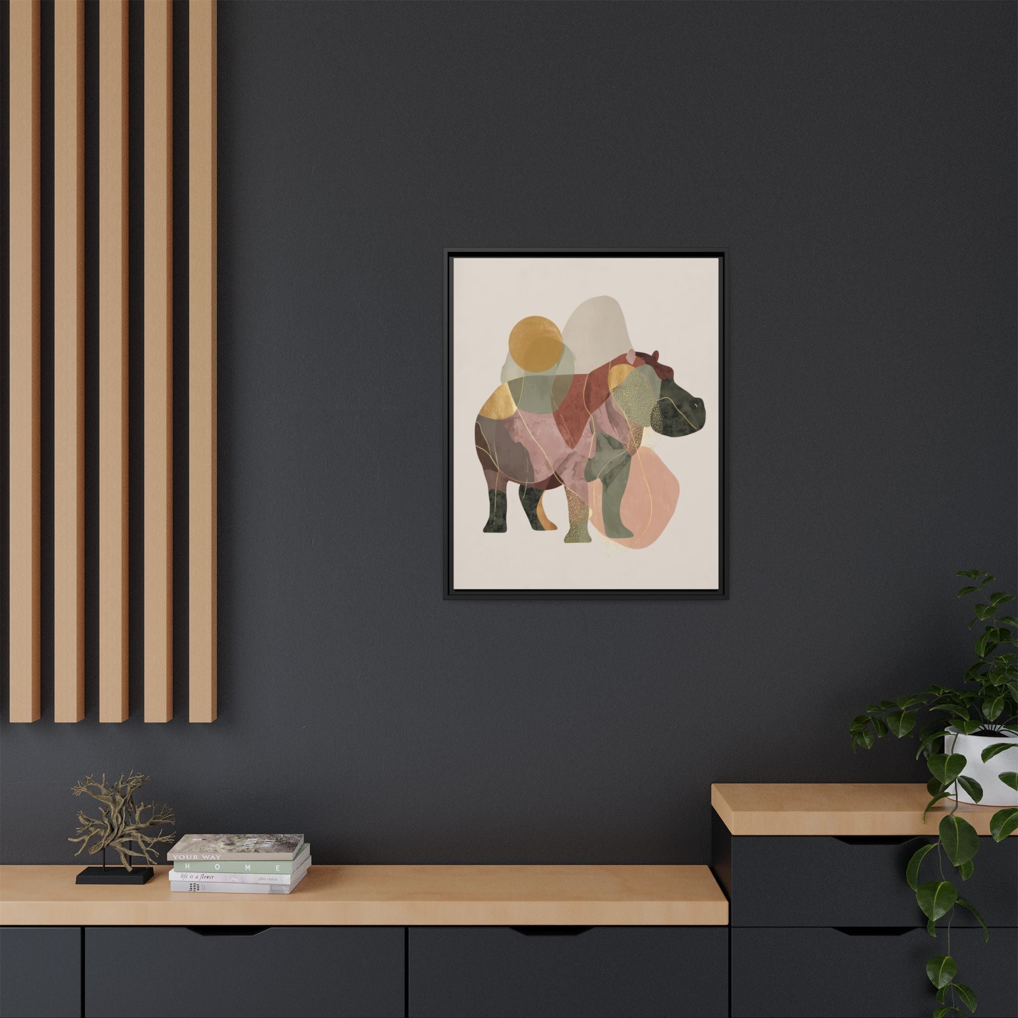 Geometric Harmony: Abstract Hippo Silhouette, Modern Minimalist Animal Art   |    Custom Orders Available