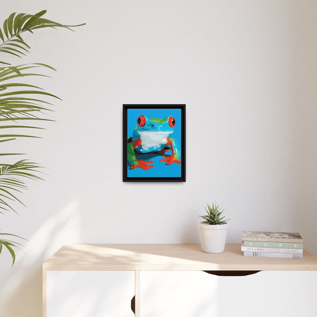 Red-Eyed Green Tree Frog Framed Print : Graphic Design, Pop Art Amphibian Portrait   |  Personalized & Custom Orders Available