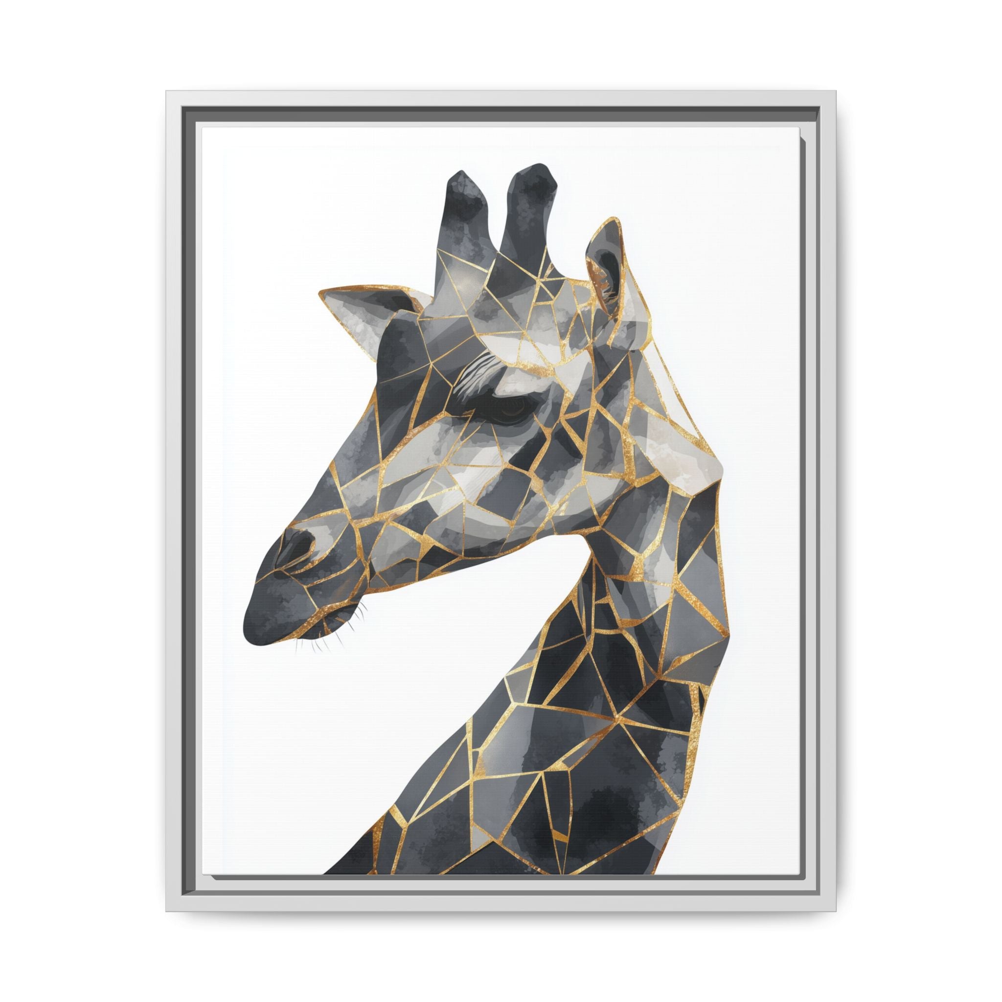 Geometric Giraffe Framed Print : Modern Mosaic Wildlife Art, Contemporary Golden Fragments   |  Personalized & Custom Orders Available