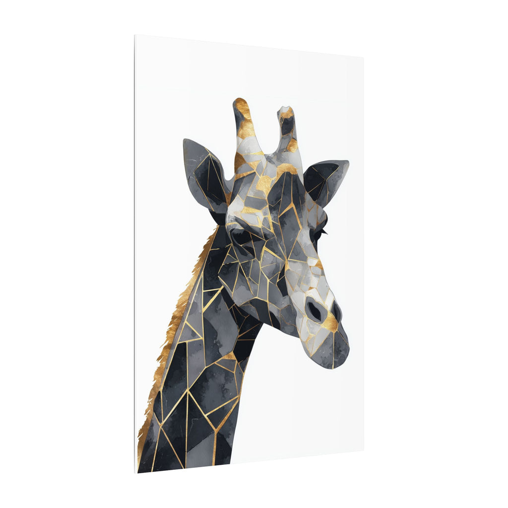Fractured Majesty: Geometric Giraffe Portrait, Metallic Mosaic Art, Modern Animal Abstract Design   |  Personalized & Custom Orders