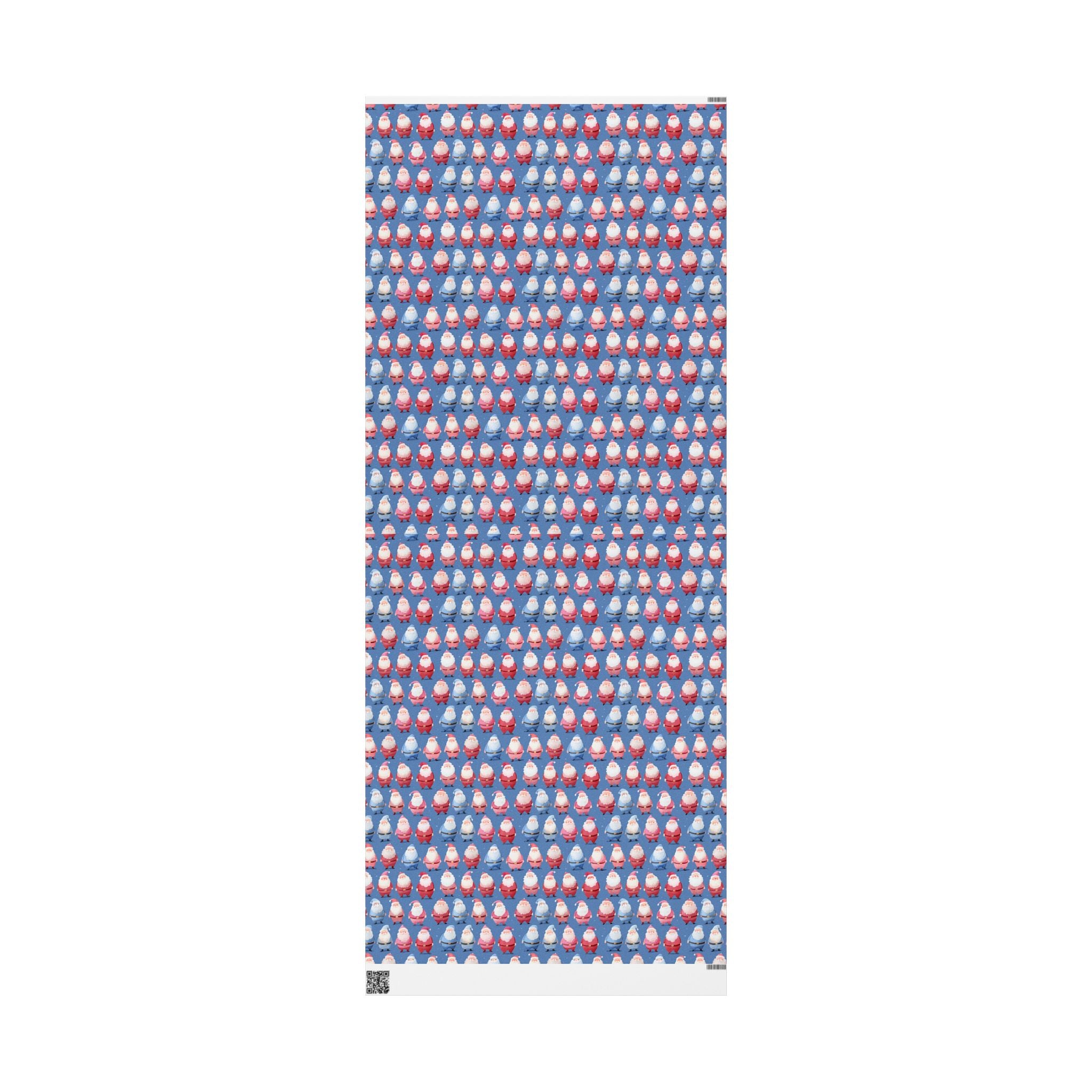 Santa Pattern Wrapping Paper Roll — Festive Blue Christmas Gift Wrap