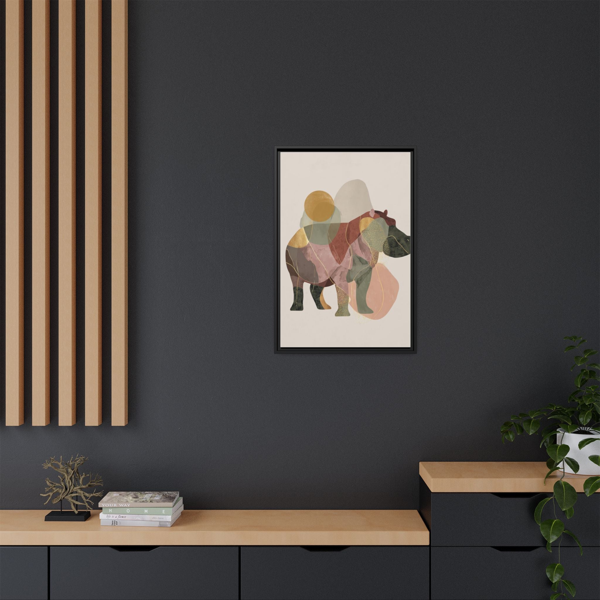 Geometric Harmony: Abstract Hippo Silhouette, Modern Minimalist Animal Art   |    Custom Orders Available