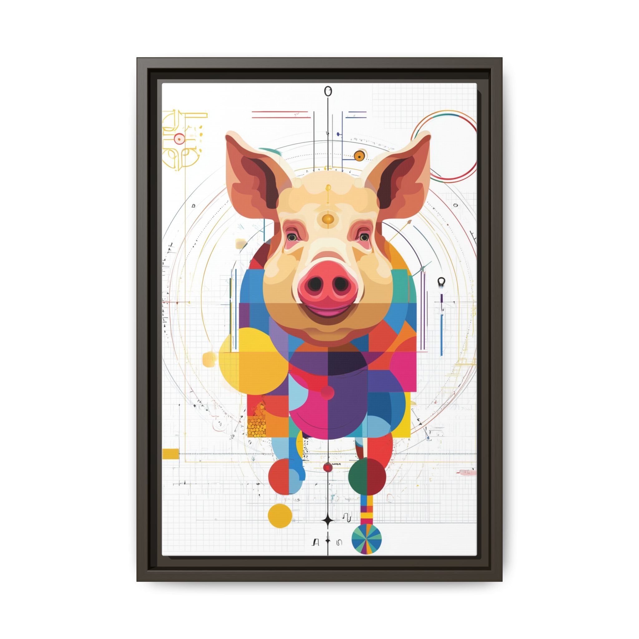 Geometric Pig: Digital Cubist Portrait, Mathematical Animal Abstraction   |    Custom Orders Available