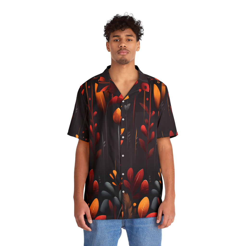 Autumn Night Floral Hawaiian Shirt — Men's Tropical Button-Up