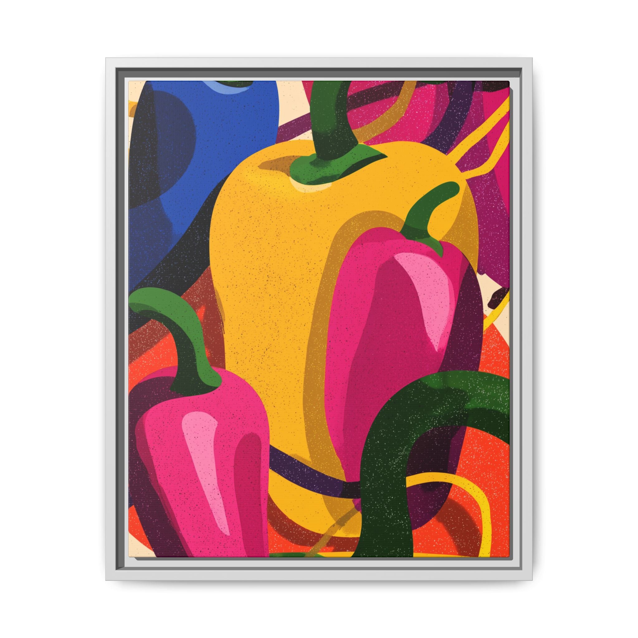 Canvas Art, Abstract Geometric Bell Peppers, Framed Wall Decor Print, Kitchen Wall Art, Modern Home Decor, Foodie Gift