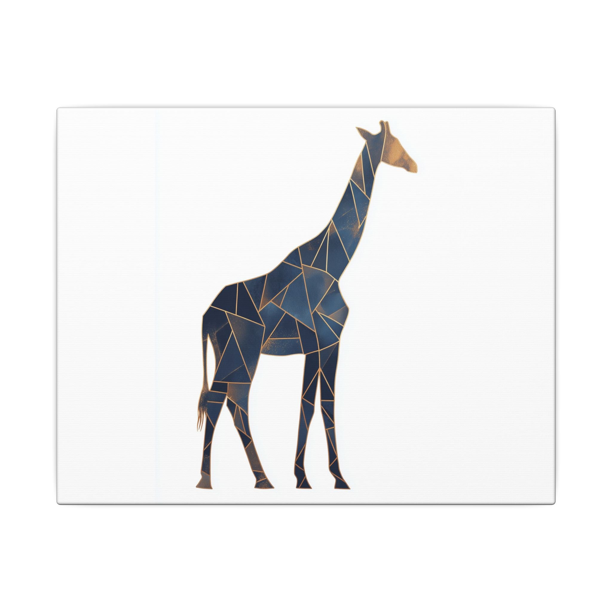 Geometric Giraffe: Mosaic Animal Portrait, Blue Triangular Design, Contemporary African Wildlife Art   |  Personalized & Custom Orders