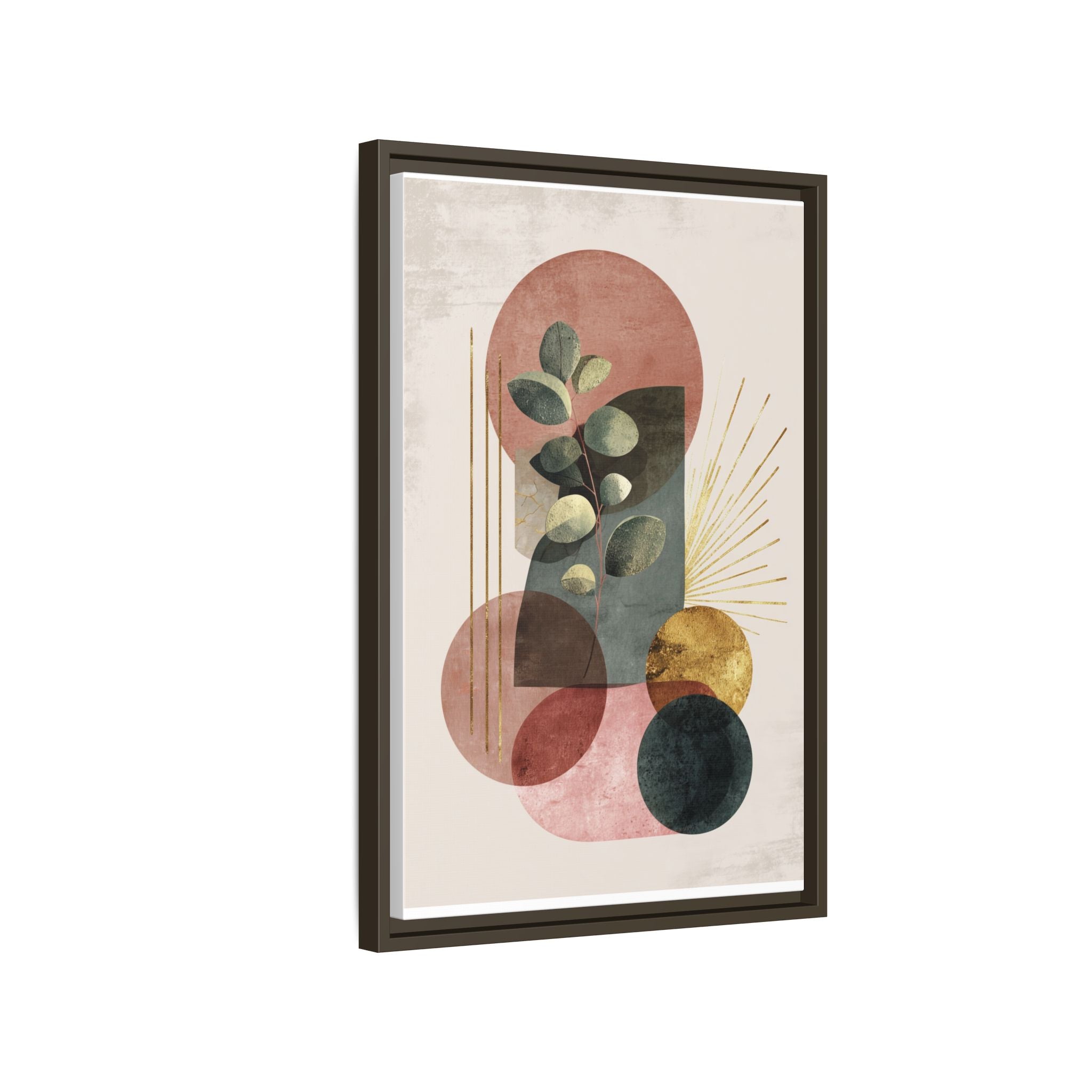 Botanical Geometric Symphony: Eucalyptus Harmony, Metallic Intersections, Modern Earth Tones   |   Custom Orders Accepted