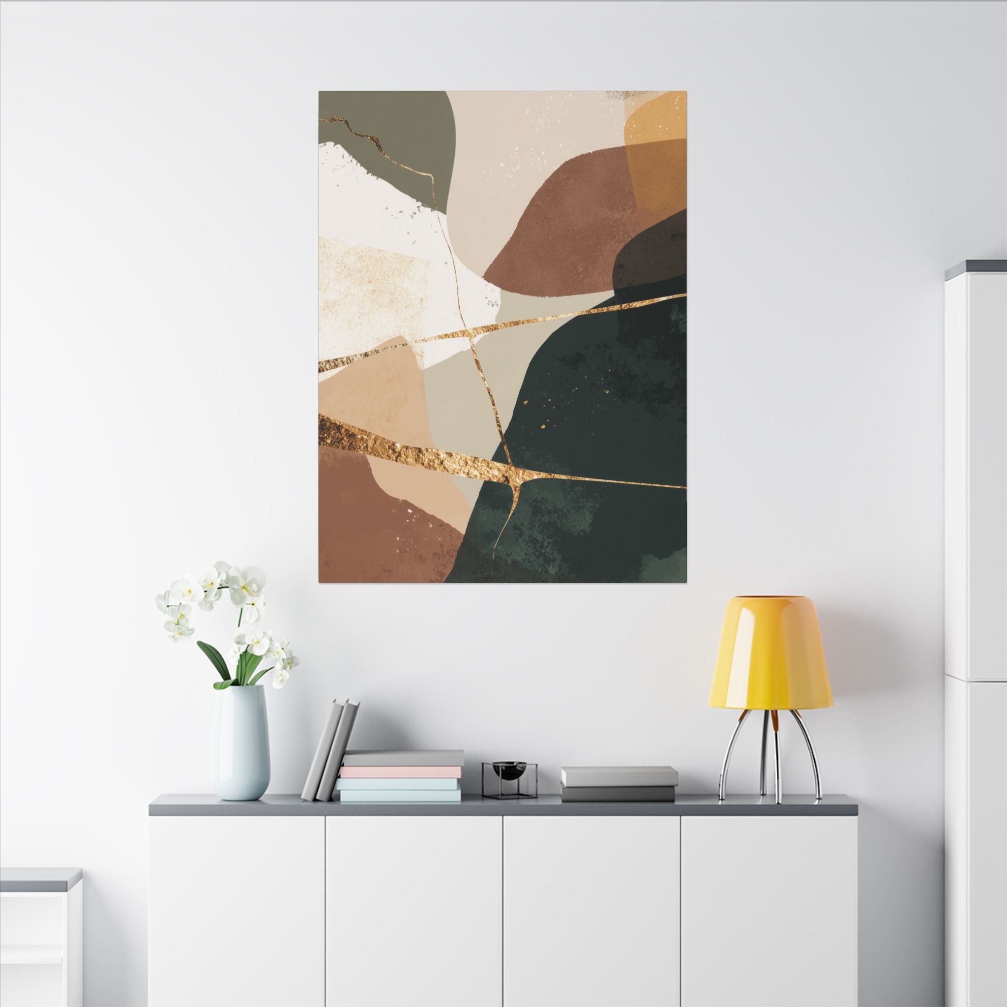 Canvas Print, Abstract Earthy Gold Wall Art, Modern Designer Home Decor, Stretched Matte Canvas; Thick, Multi-Size, Office Decor