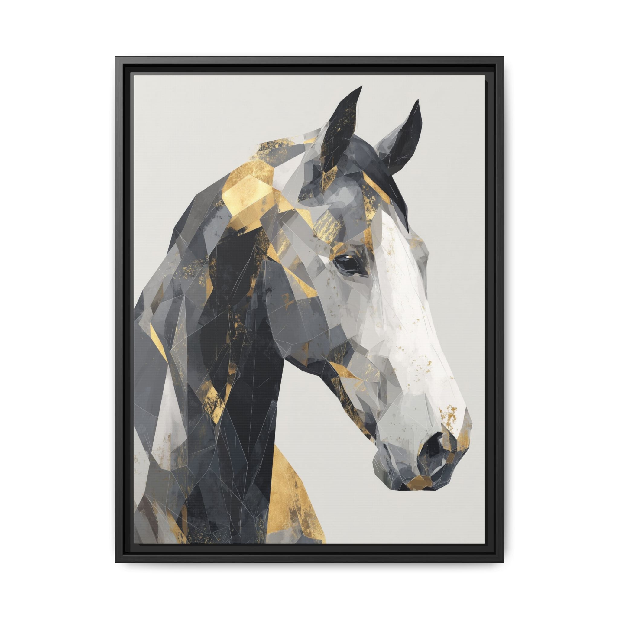 Geometric Stallion: Cubist Equine Art, Modern Metallic Polygonal Design   |  Personalized & Custom Orders Available