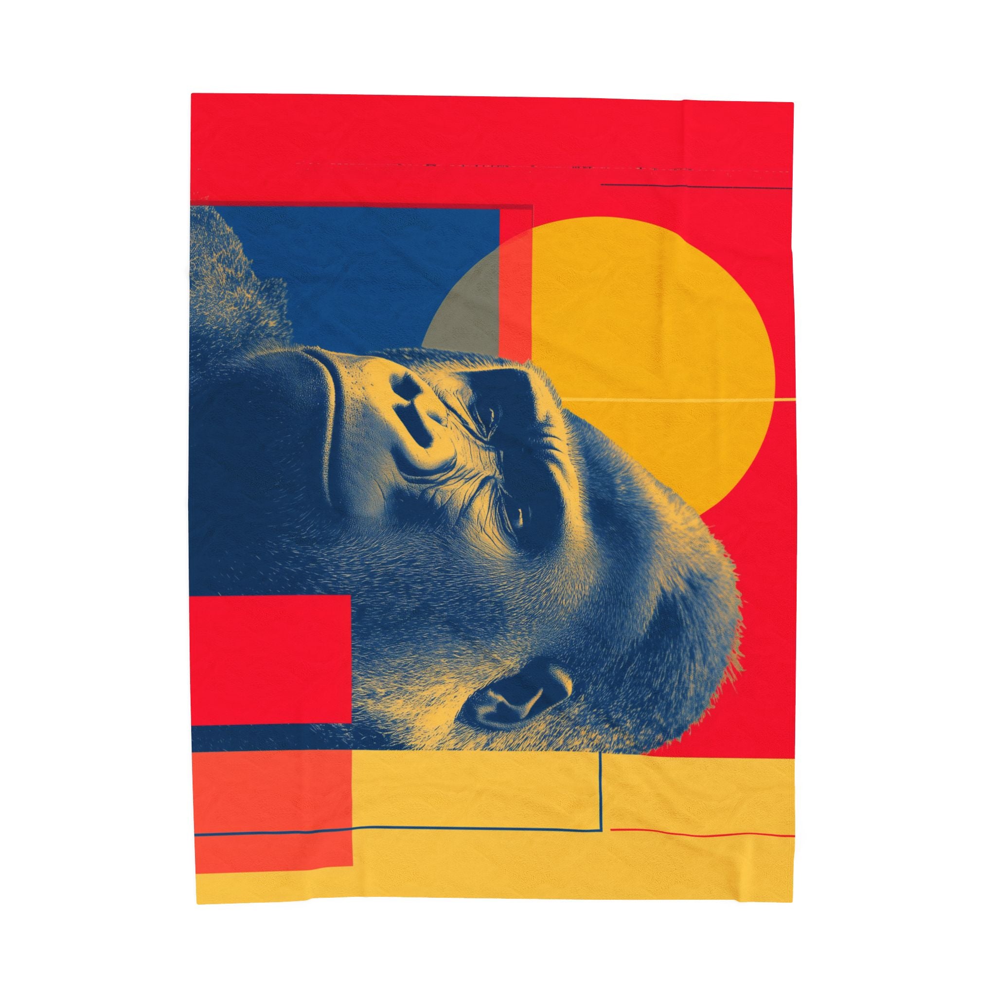 Geometric Gorilla Plush Blanket : Gorilla Portrait, Modern Art Design, Duotone Animal Graphic   |  Personalized & Custom Orders Available