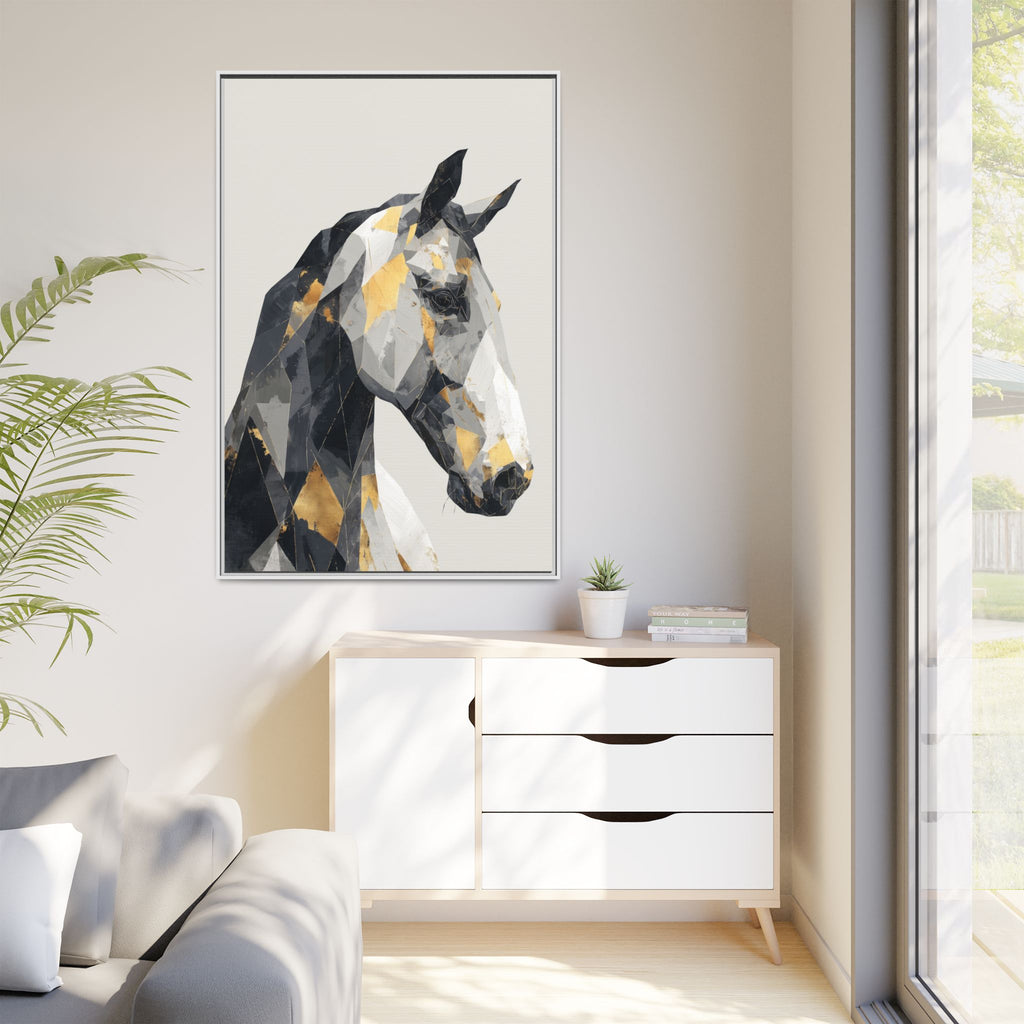 Equine Geometrica: Contemporary Cubist Horse, Metallic Abstract Portrait   |  Personalized & Custom Orders Available