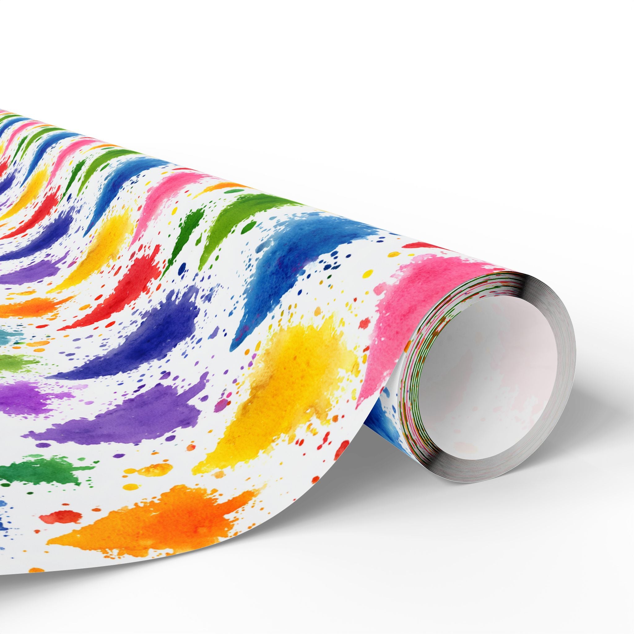 Wrapping Paper Roll — Colorful Paint Splash Gift Wrap for Birthdays & Celebrations
