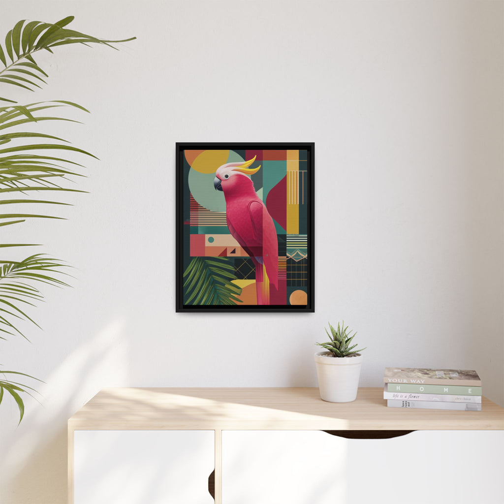 Geometric Cockatoo Framed Print: Mid-Century Modern Bird Art, Contemporary Graphic Print   |  Personalized & Custom Orders Available