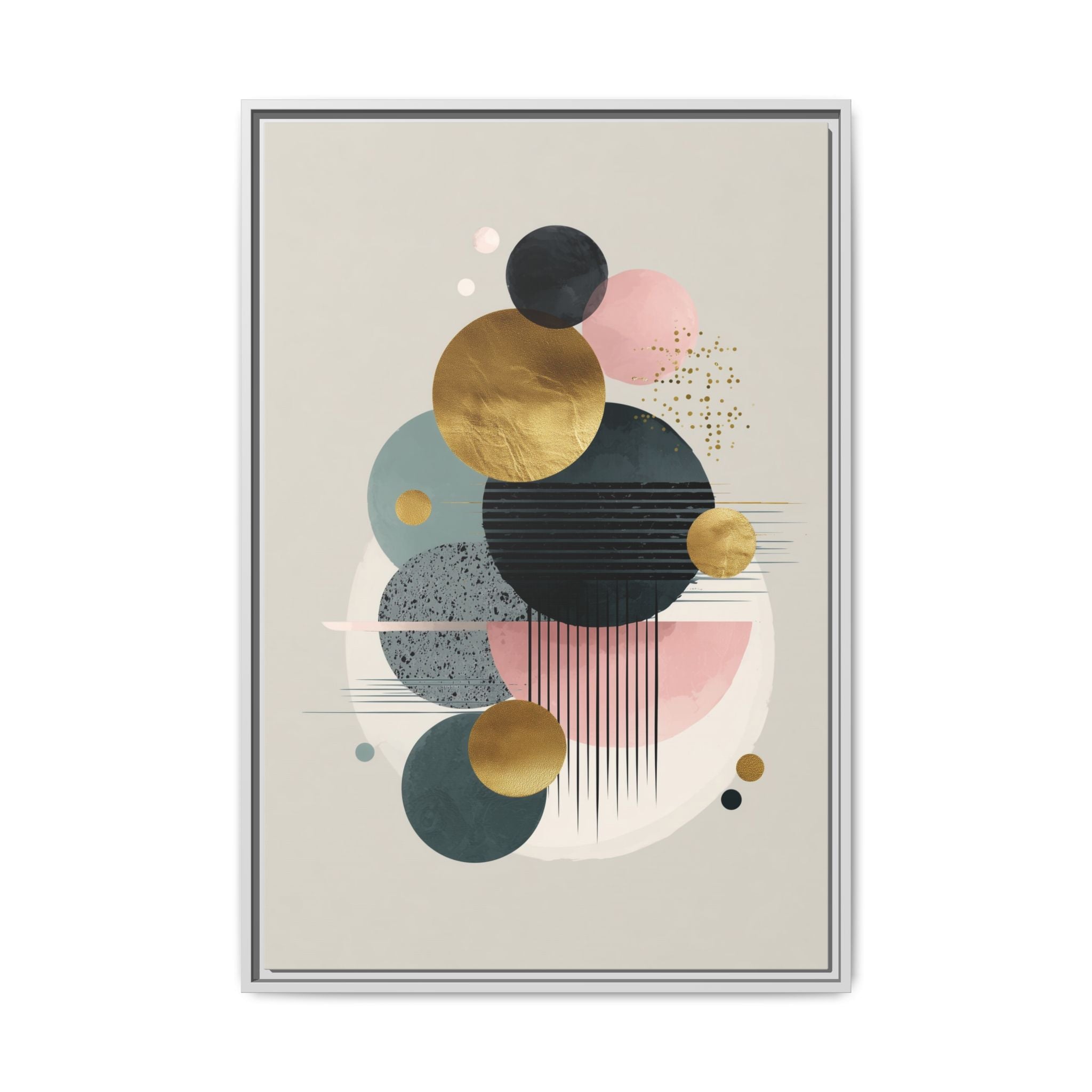 Geometric Harmony: Intersecting Circles, Mid-Century Modern Design, Abstract Metallic Composition   |   Custom Orders Accepted