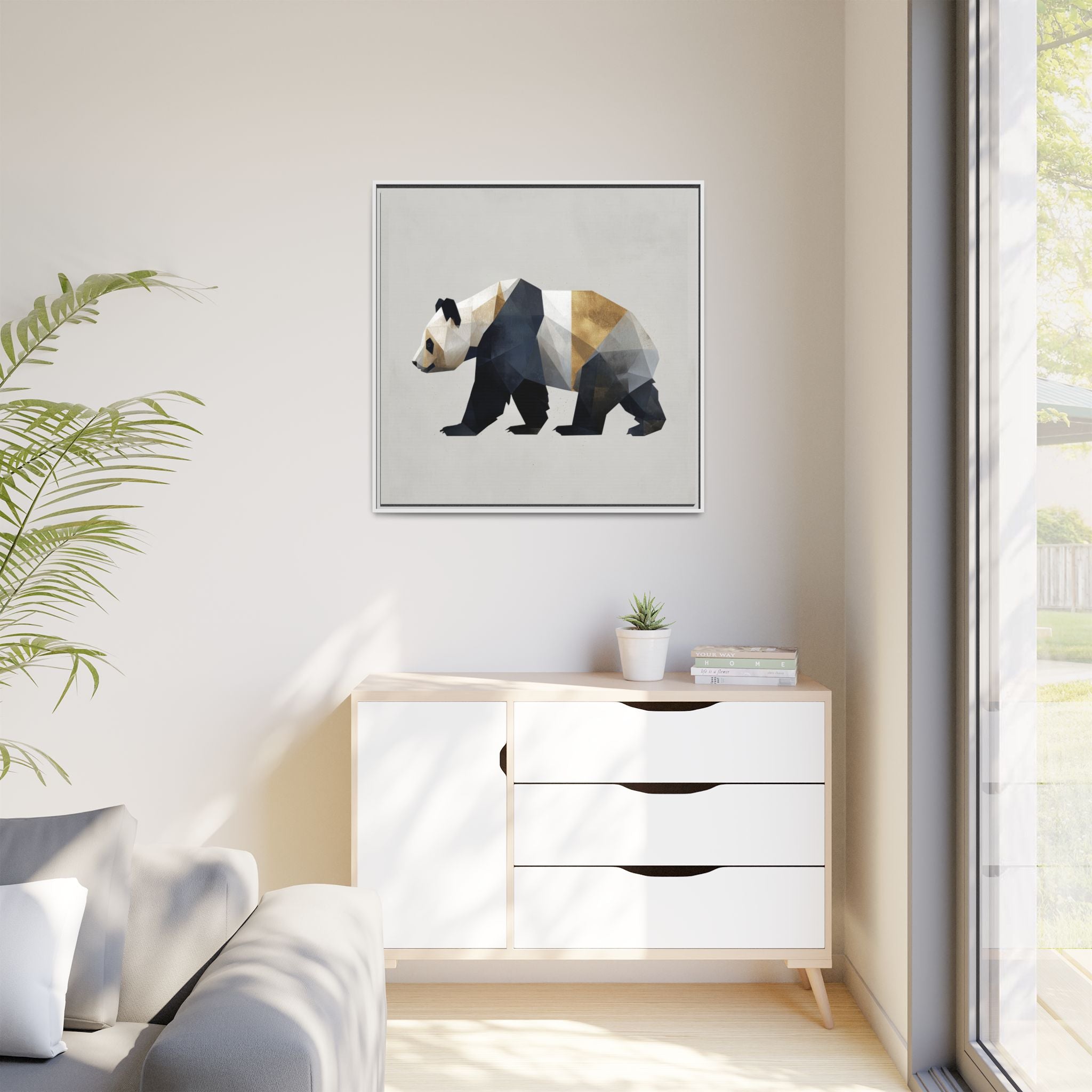 Geometric Panda: Low-Poly Digital Art, Metallic Contemporary Design   |  Personalized & Custom Orders Available