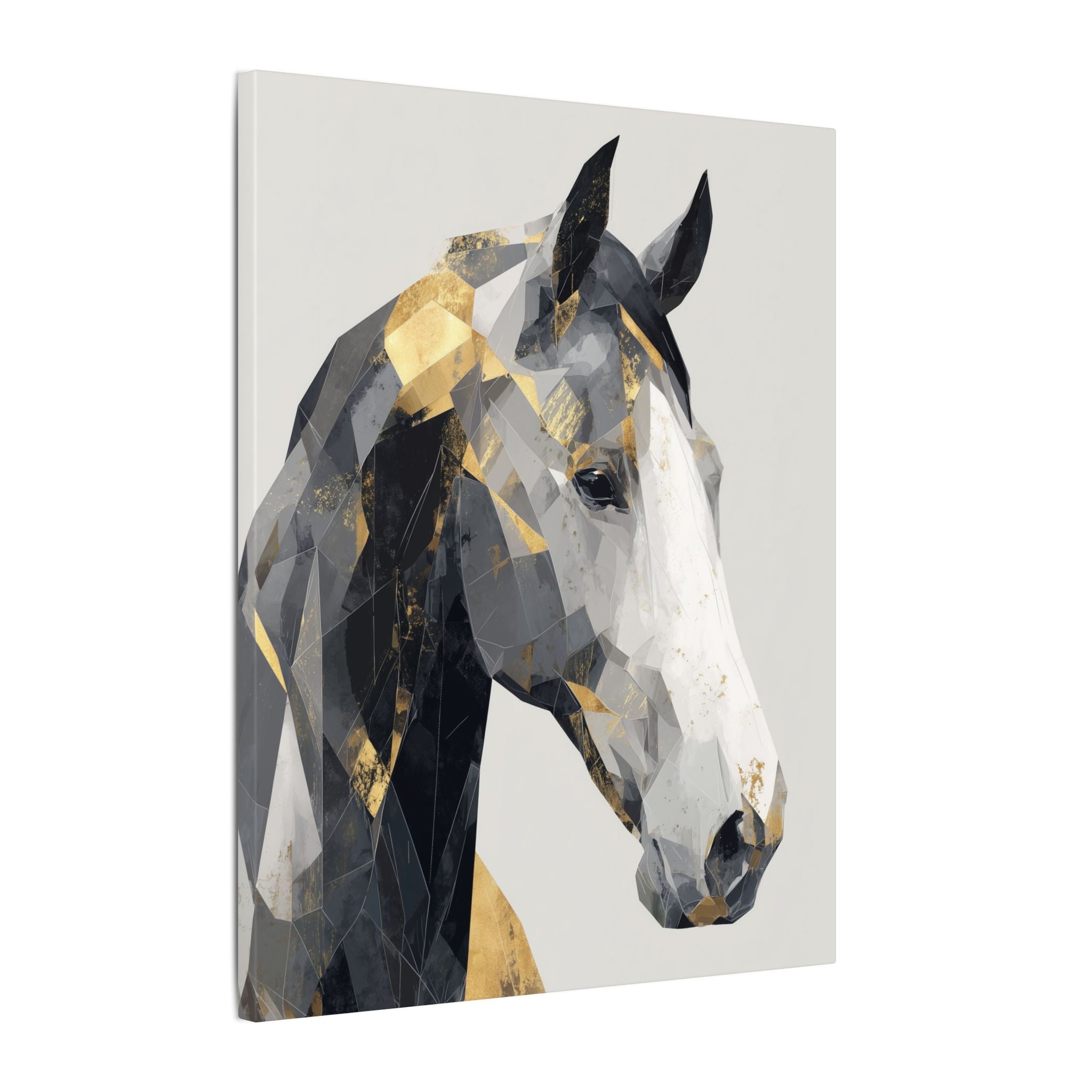 Fractal Equine: Geometric Horse Portrait, Digital Mosaic Artwork, Metallic Angular Design   |  Personalized & Custom Orders Available