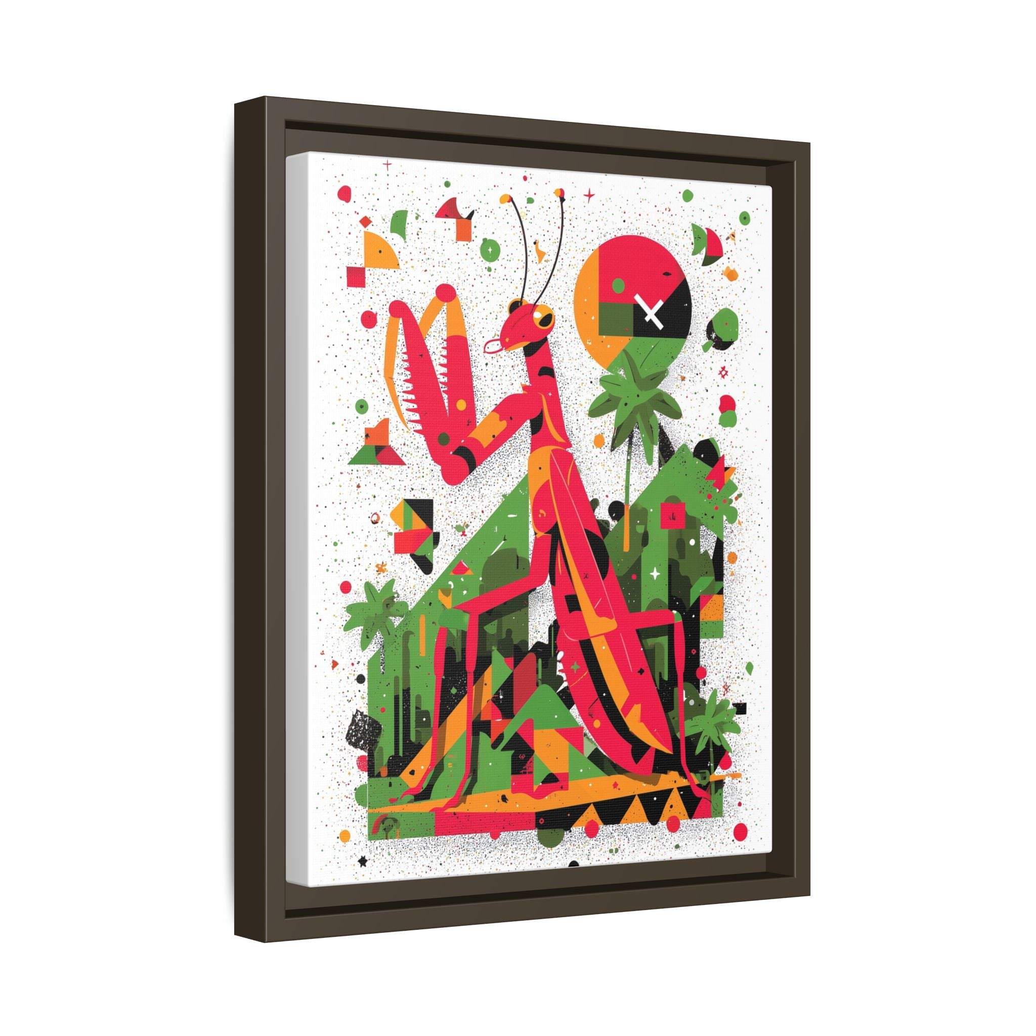 Praying Mantis Framed Print Geometric : Abstract Modernist Insect Art, Graphic Design Composition   |   Custom Orders Available