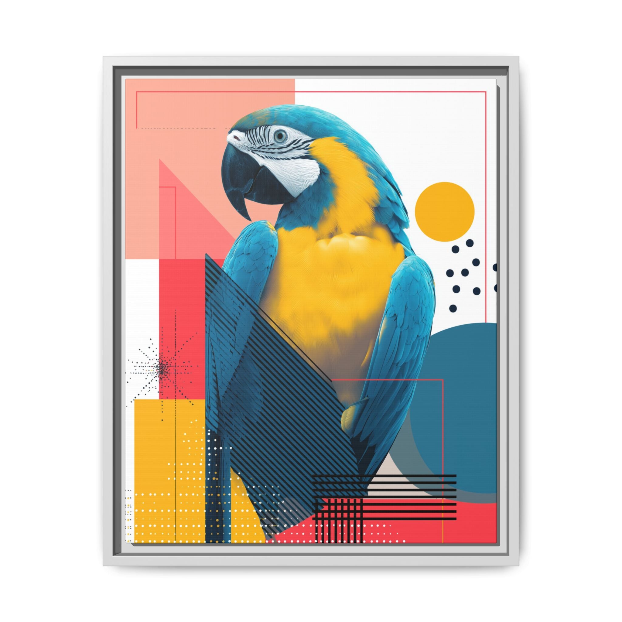Macaw in Geometry: Vibrant Wildlife Digital Art, Modernist Design Fusion   |    Custom Orders Available