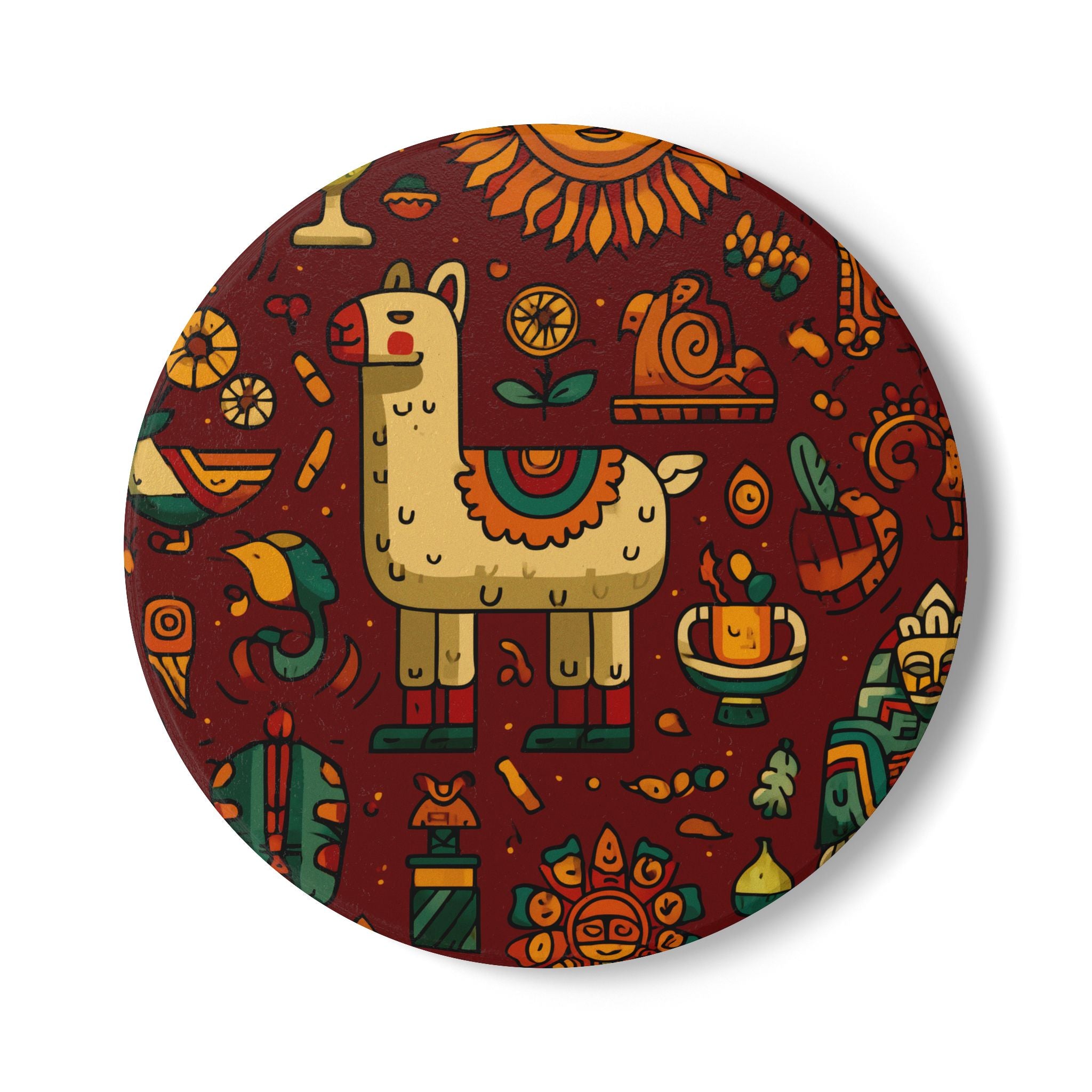 Vibrant Llama Ceramic Coaster Set | Colorful Home Decor, Gift for Animal Lovers, Fun Kitchen Accessory, Party Tableware