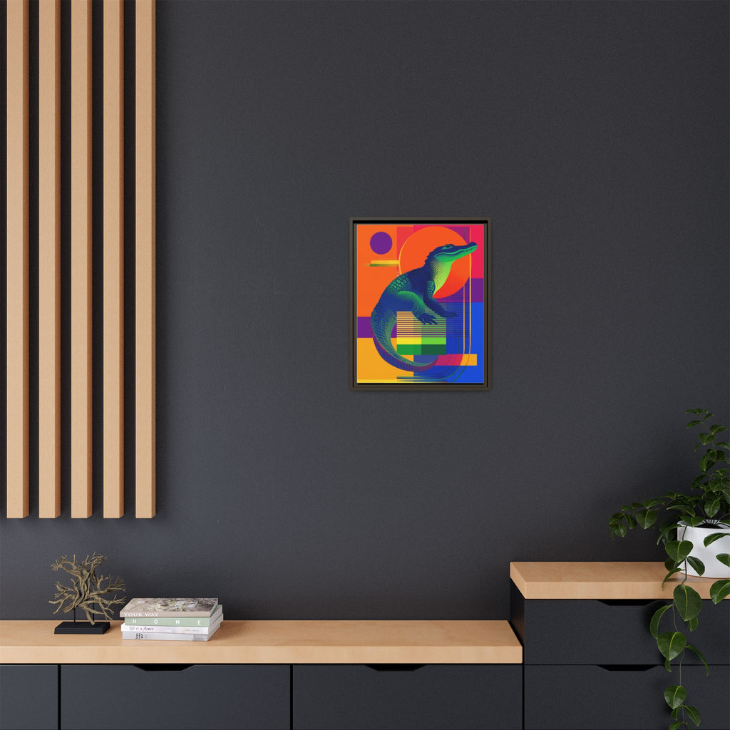 Geometric Alligator Framed Print: Pop Art Reptile, Vibrant Gradient Composition   |  Personalized & Custom Orders Available