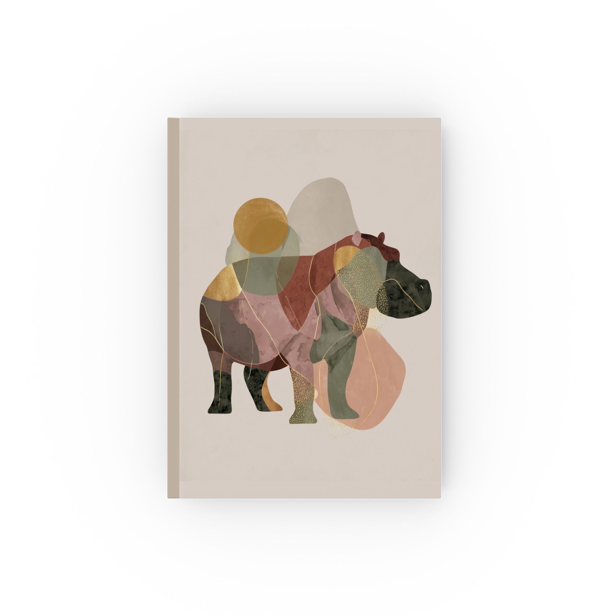 Personalized  Geometric Hippo Journal : Earth Tone Abstract, Layered Geometric Animal Art Personalized Journal   |