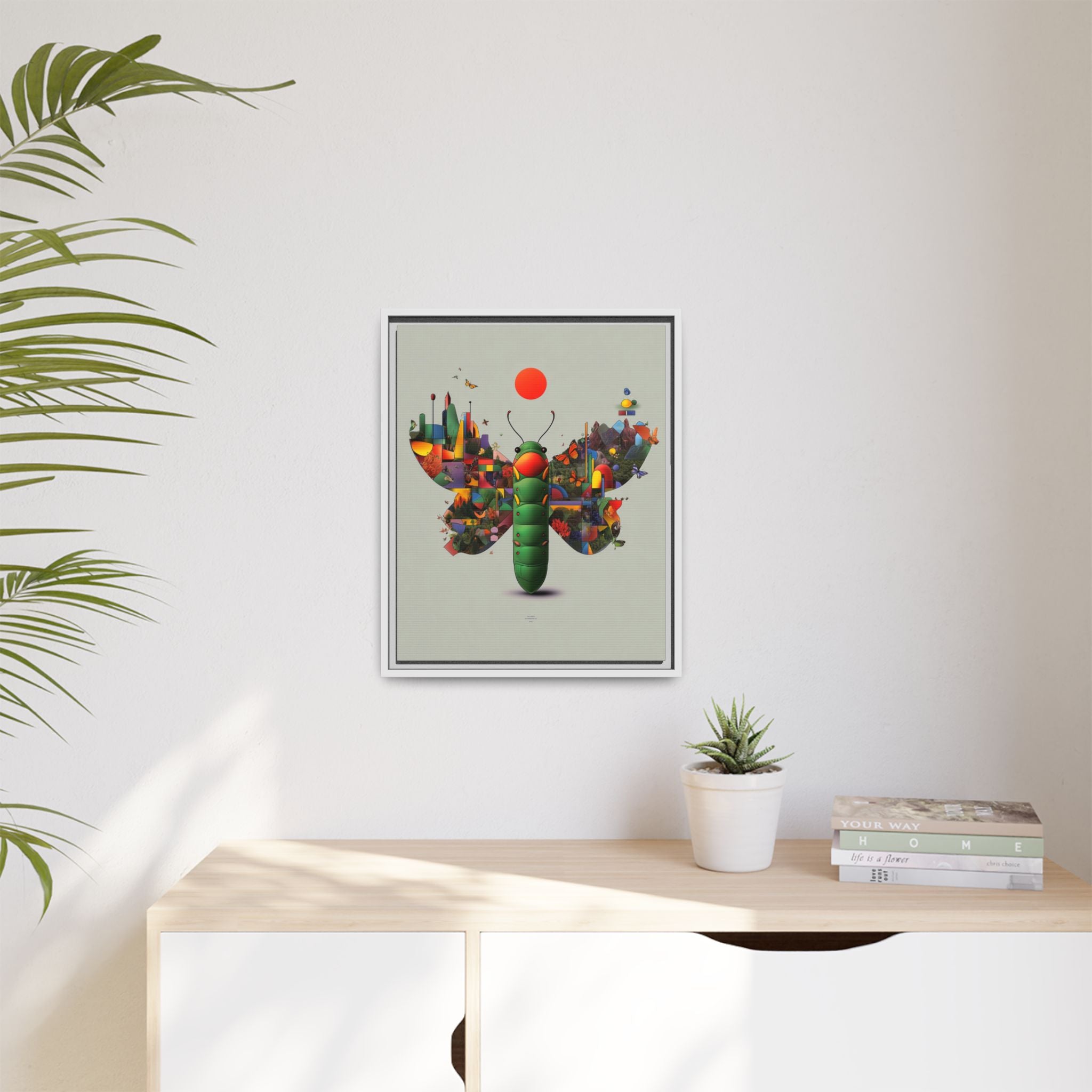 Geometric Chrysalis Framed Print : Butterfly Transformation, Digital Abstract Landscape Metaphor   |  Personalized & Custom Orders