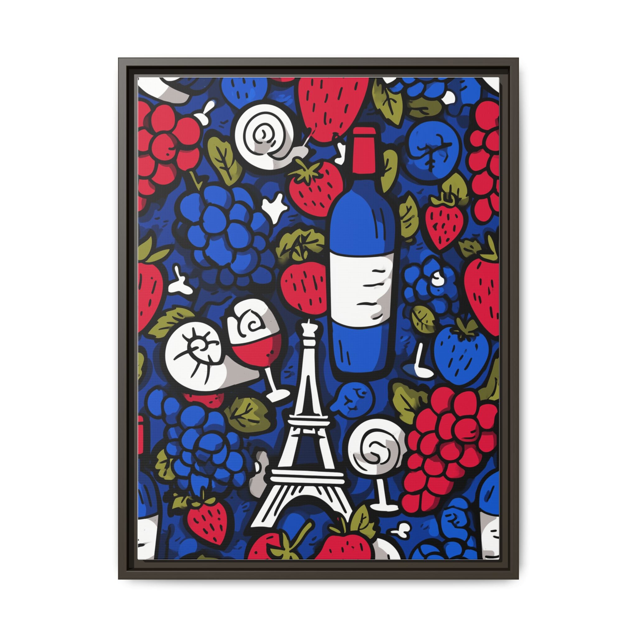 French Wine & Fruit Matte Canvas Art — Framed Paris Kitchen Print
