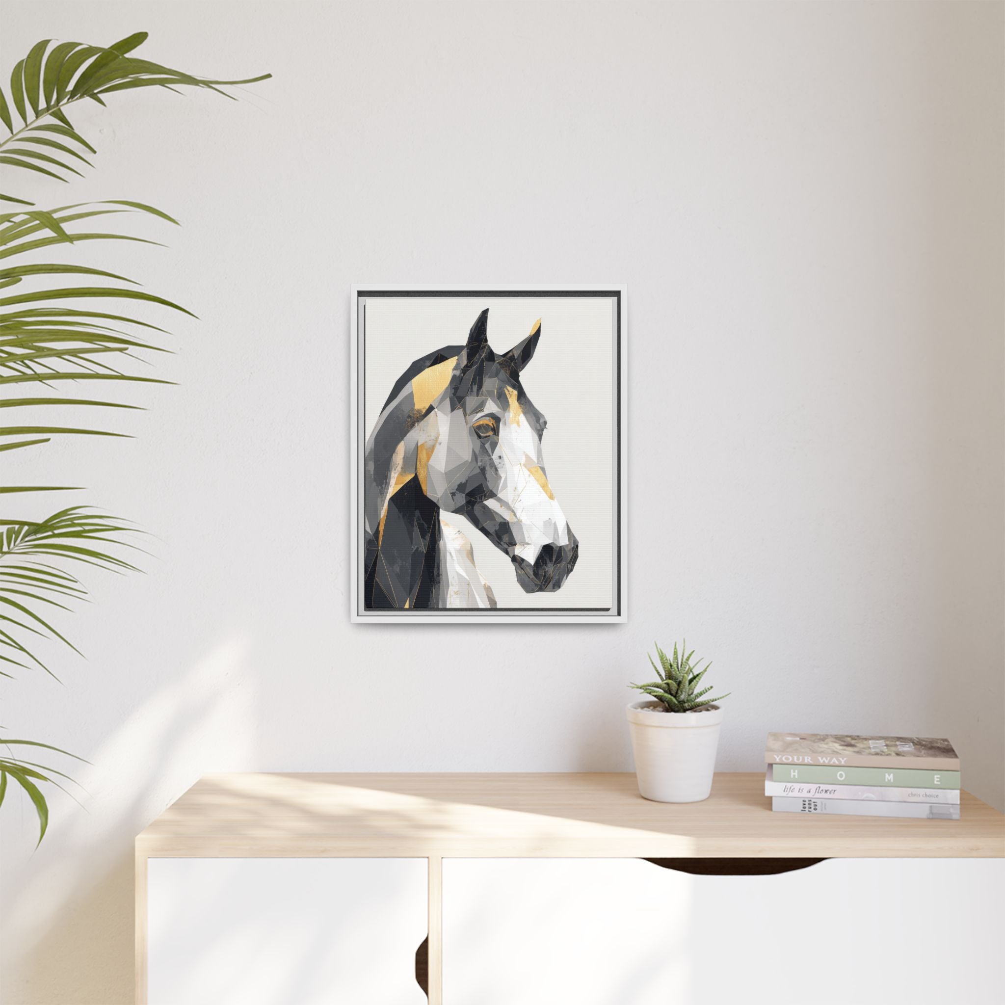 Geometric Equine Framed Print : Polygonal Horse Portrait, Modern Abstract Geometric Art   |  Personalized & Custom Orders Available