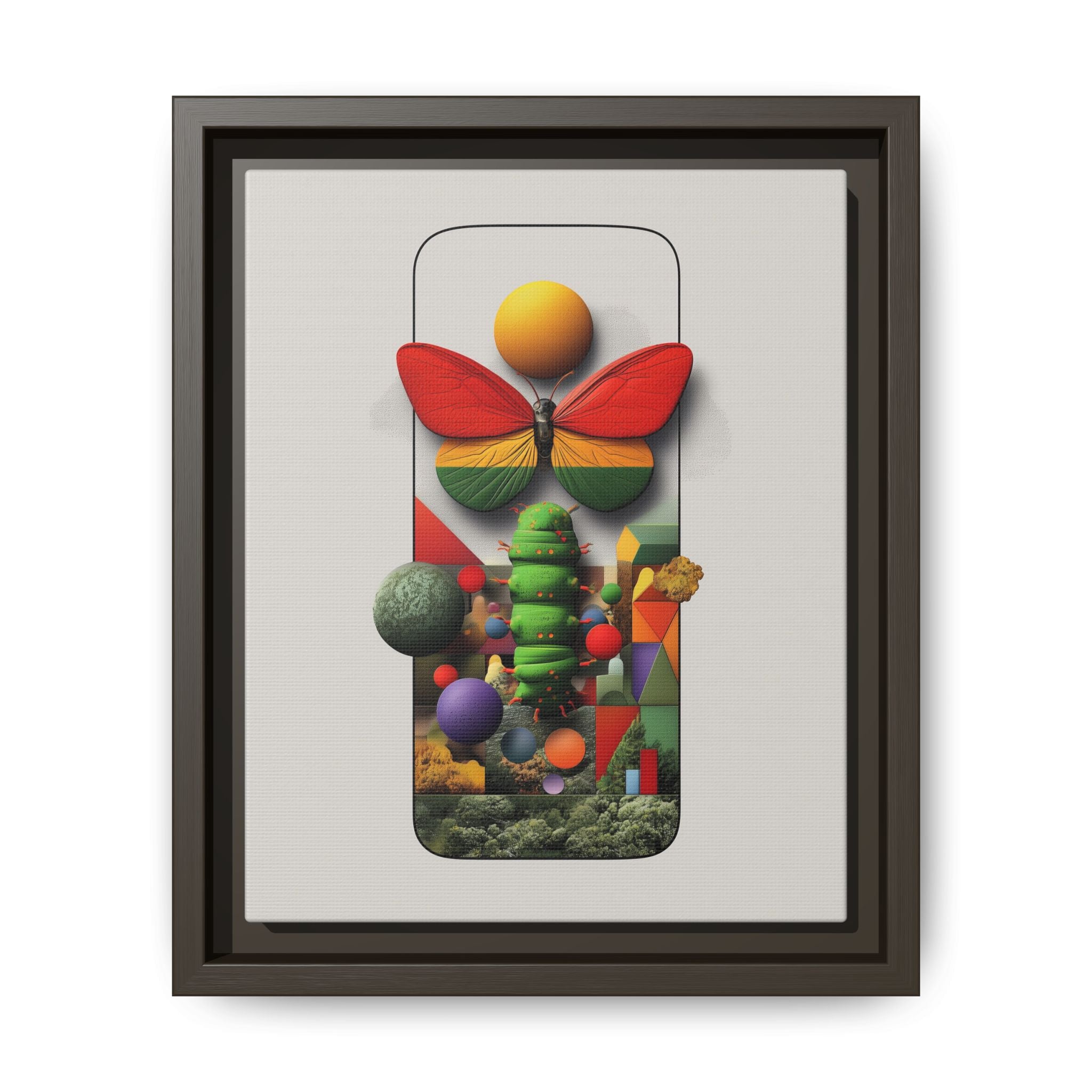 Metamorphosis Framed Print : Geometric Nature Transformation, Vibrant Butterfly Composition   |  Personalized & Custom Orders Available