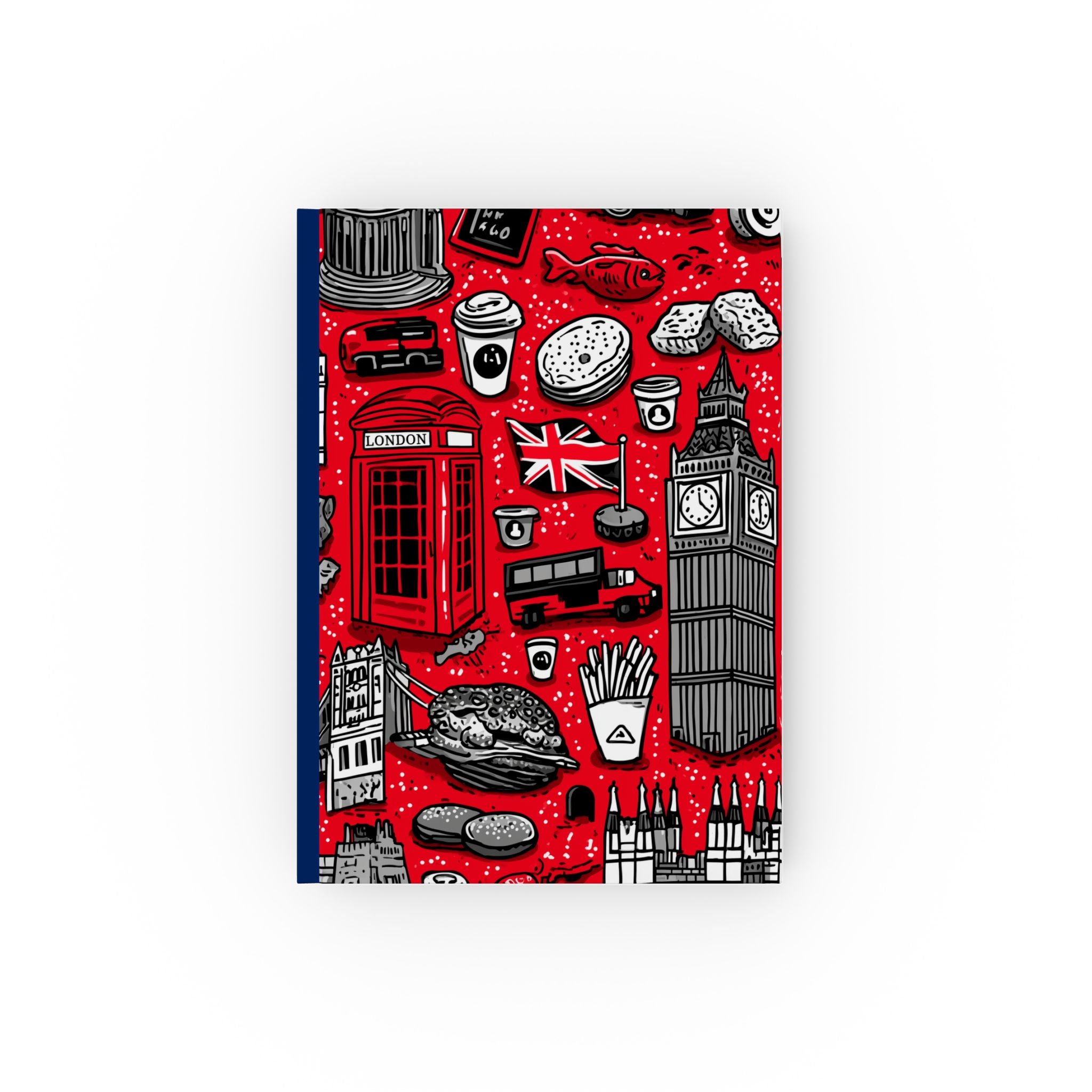 London Mosaic: Urban Icons Unveiled, Cultural Collage in Red and Black, Graphic British Landmarks Celebration | Custom Orders Accepted