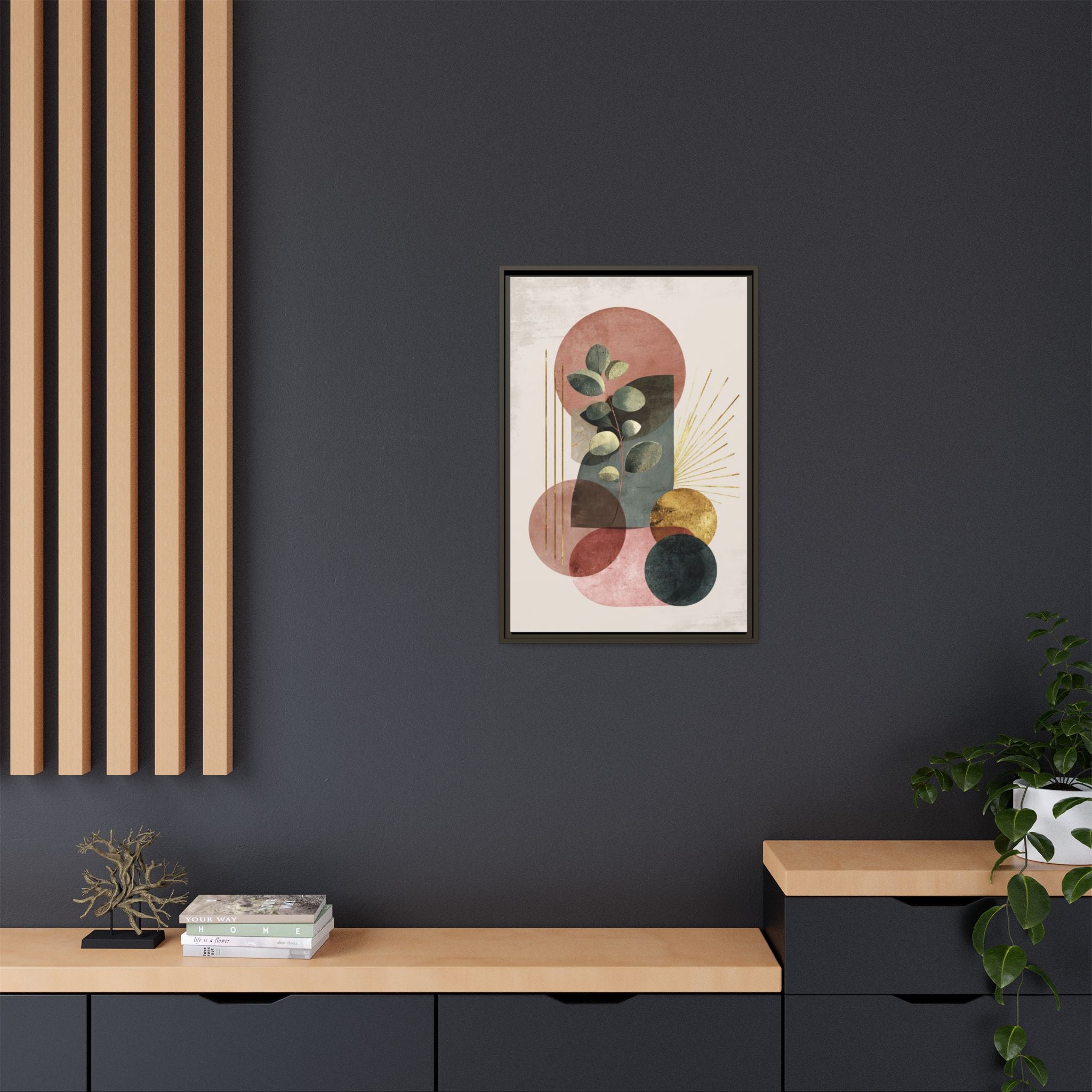 Botanical Geometric Symphony: Eucalyptus Harmony, Metallic Intersections, Modern Earth Tones   |   Custom Orders Accepted