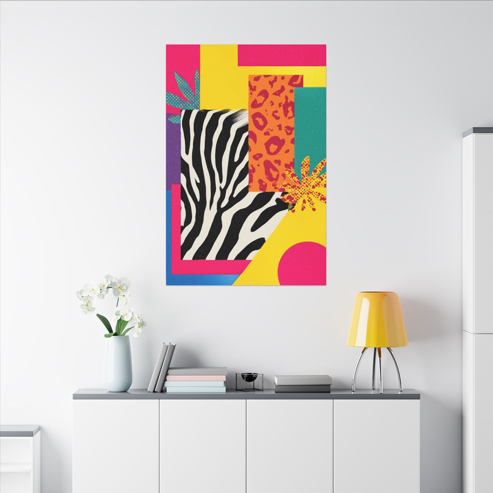 Copy of Pop Geometry: Zebra Leopard Fusion, Geometric Color Block, Modern Abstract Design   |   Custom Orders Accepted