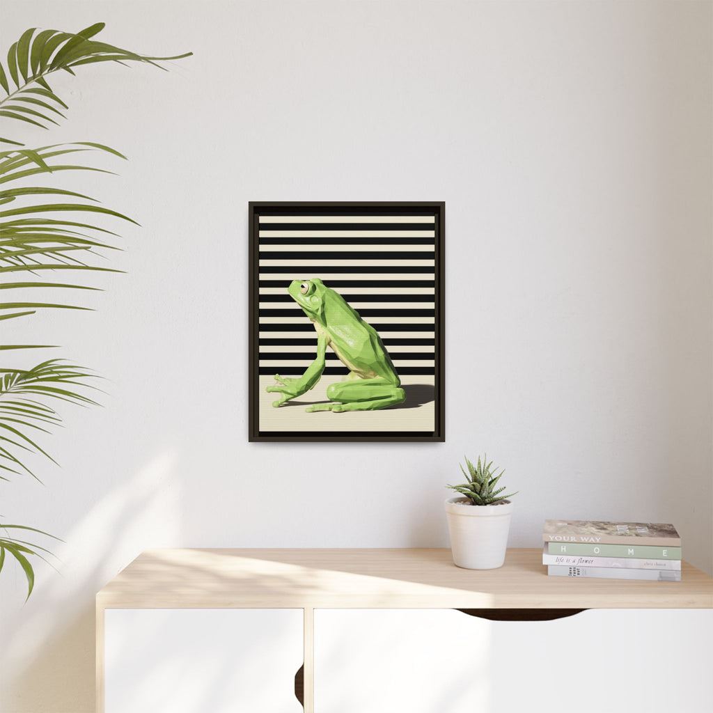 Geometric Frog Framed Print : Low-Poly Amphibian Design, Contemporary Minimalist Art   |  Personalized & Custom Orders Available