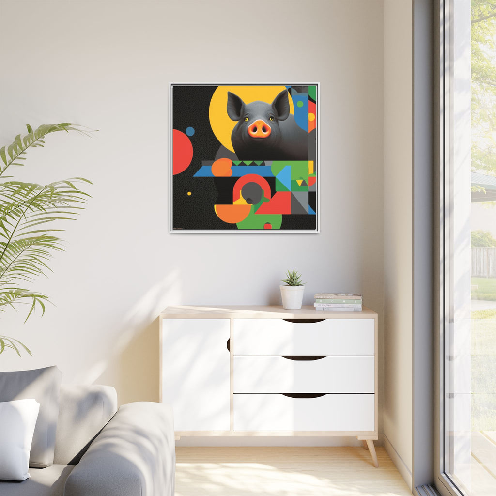 Geometric Pig Poster: Abstract Graphic Design, Colorful Modernist Composition   |    Custom Orders Available