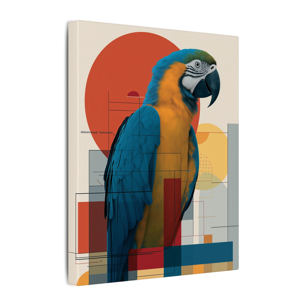 Chromatic Convergence: Macaw in Modernist Geometry, Abstract Avian Portrait   |    Custom Orders Available