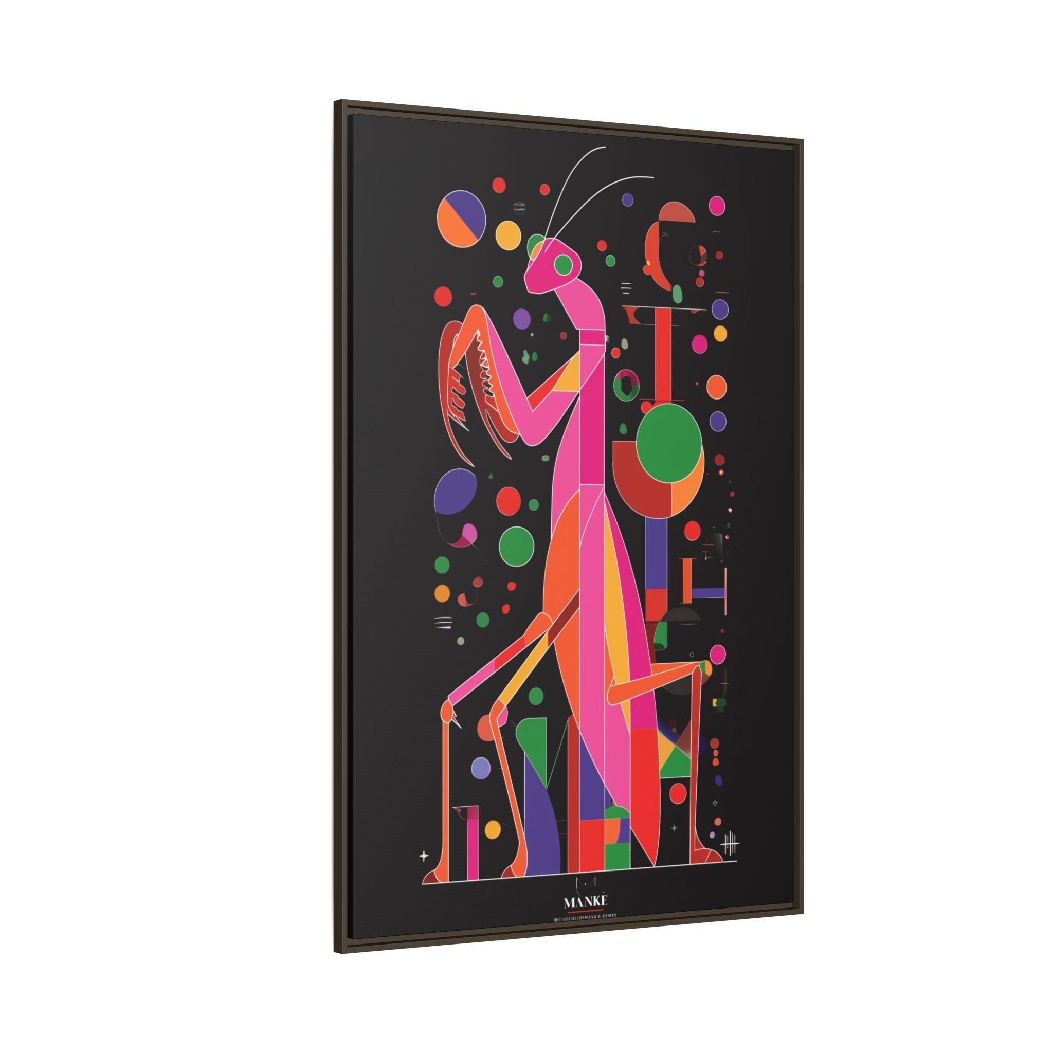 Mantis Geometrica Framed Print : Cubist Insect Design, Vibrant Graphic Poster Art   |   Custom Orders Available