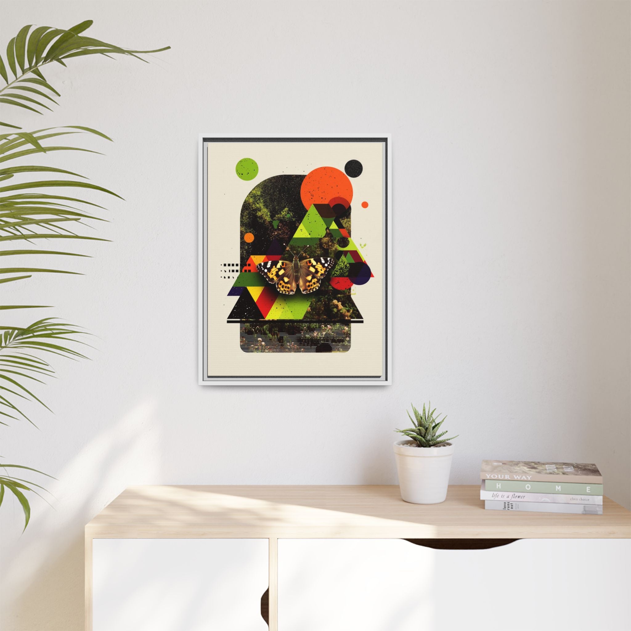 Metamorphic Geometries Framed Print: Digital Nature Collage, Butterfly Abstract Design   |   Custom Orders Available