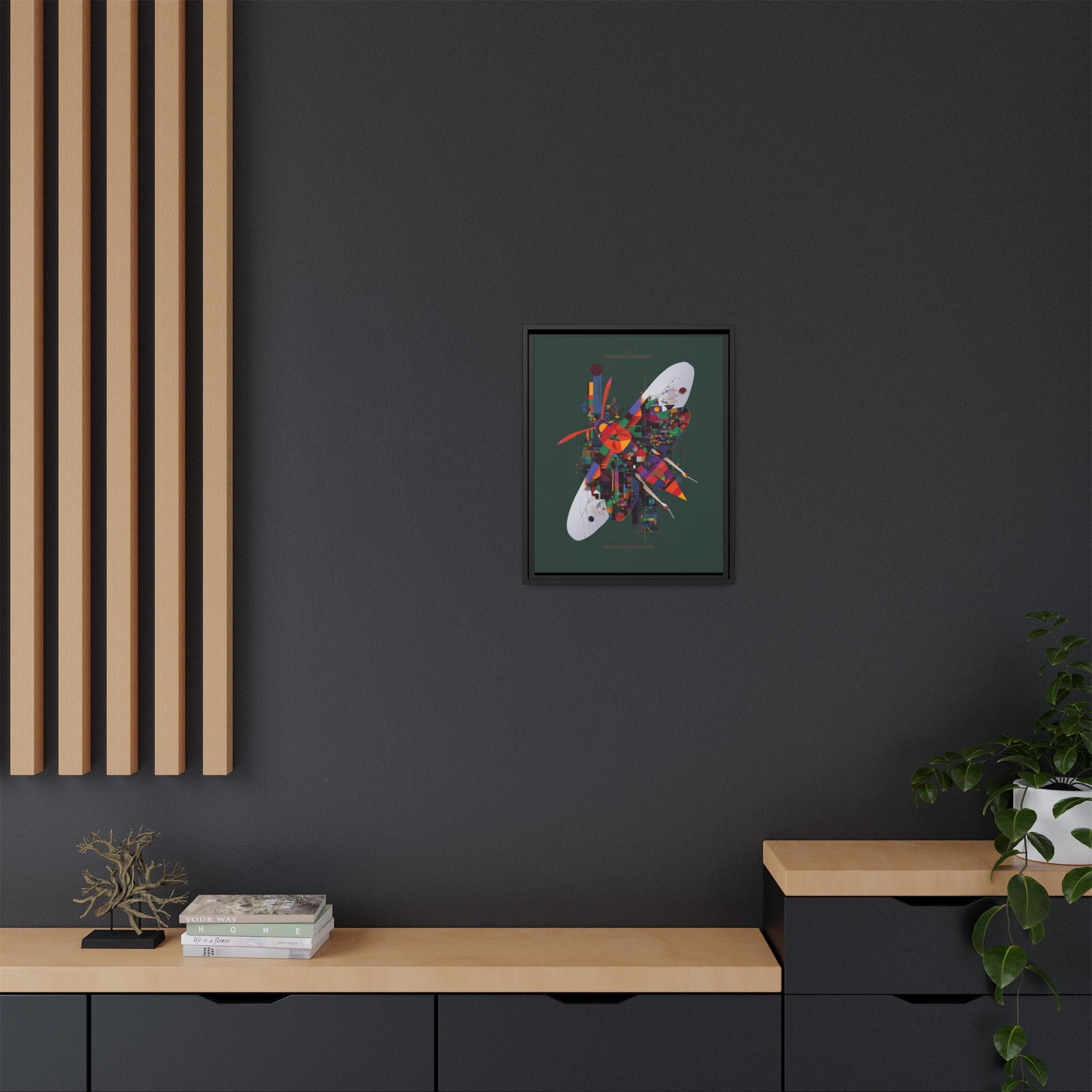 Geometric Metamorphosis Framed Print: Urban Nature Mosaic, Abstract Butterfly Fragments   |  Personalized & Custom Orders Available