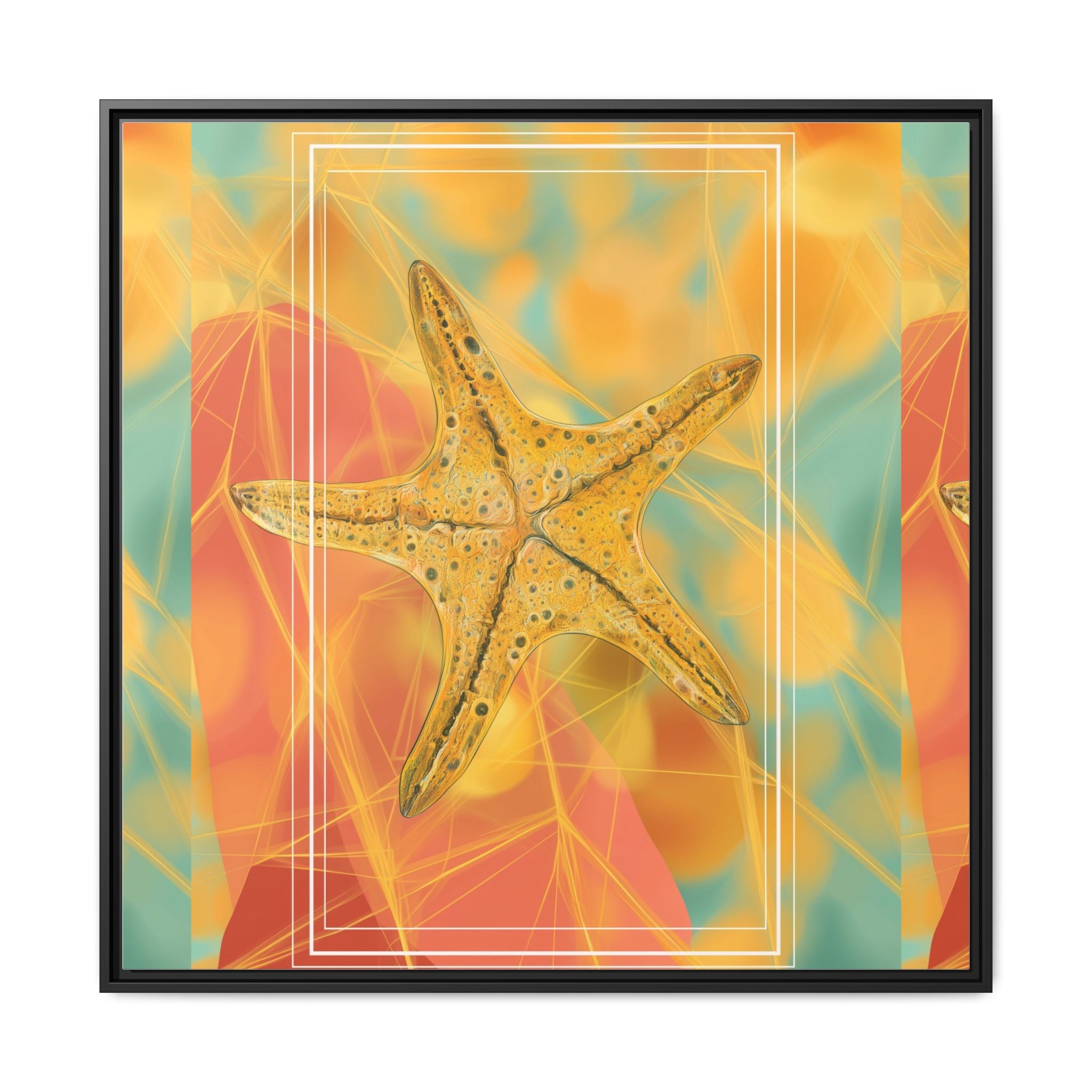 Celestial Starfish: Marine Geometry in Golden Hues, Tropical Oceanic Texture   |    Custom Orders Available