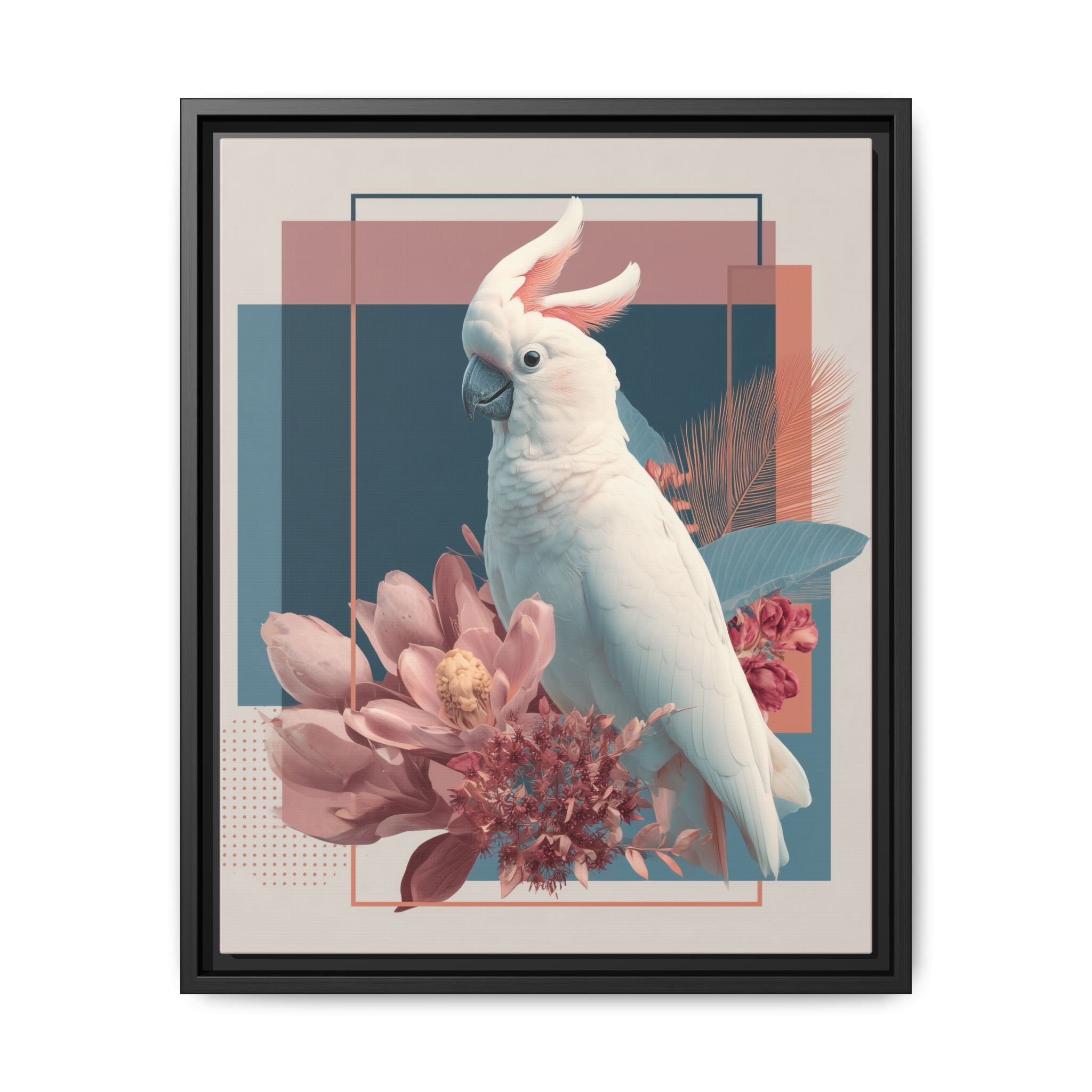 Cockatoo Geometric Framed Print : Modern Wildlife Illustration, Geometric Botanical Fusion   |  Personalized & Custom Orders Available