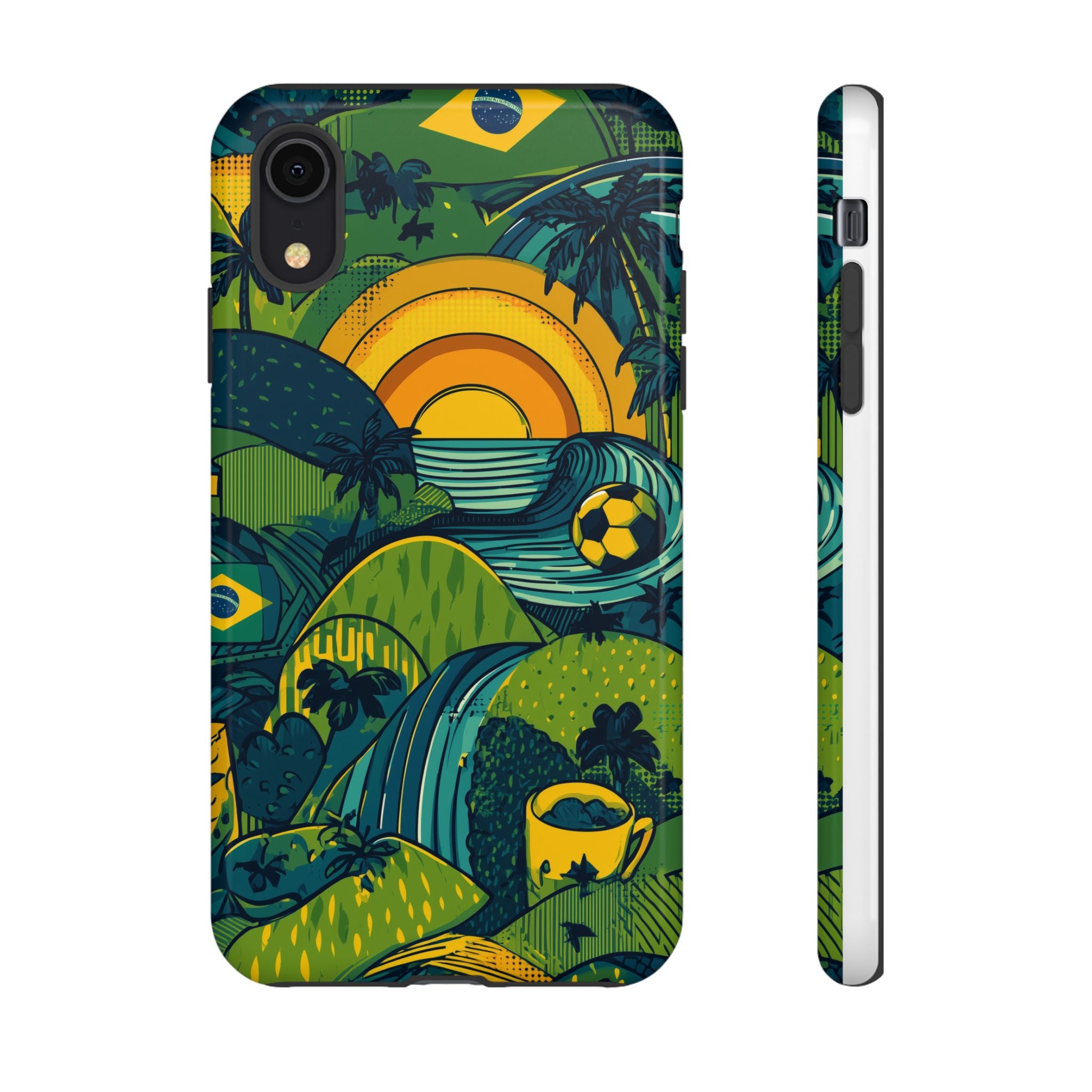Brazil Tough Cases: Sporty Tropical Phone Case, Fun Beach Vibe Phone Accessory, Summer Travel Gift, Colorful Phone Cover, Casual Style Tech