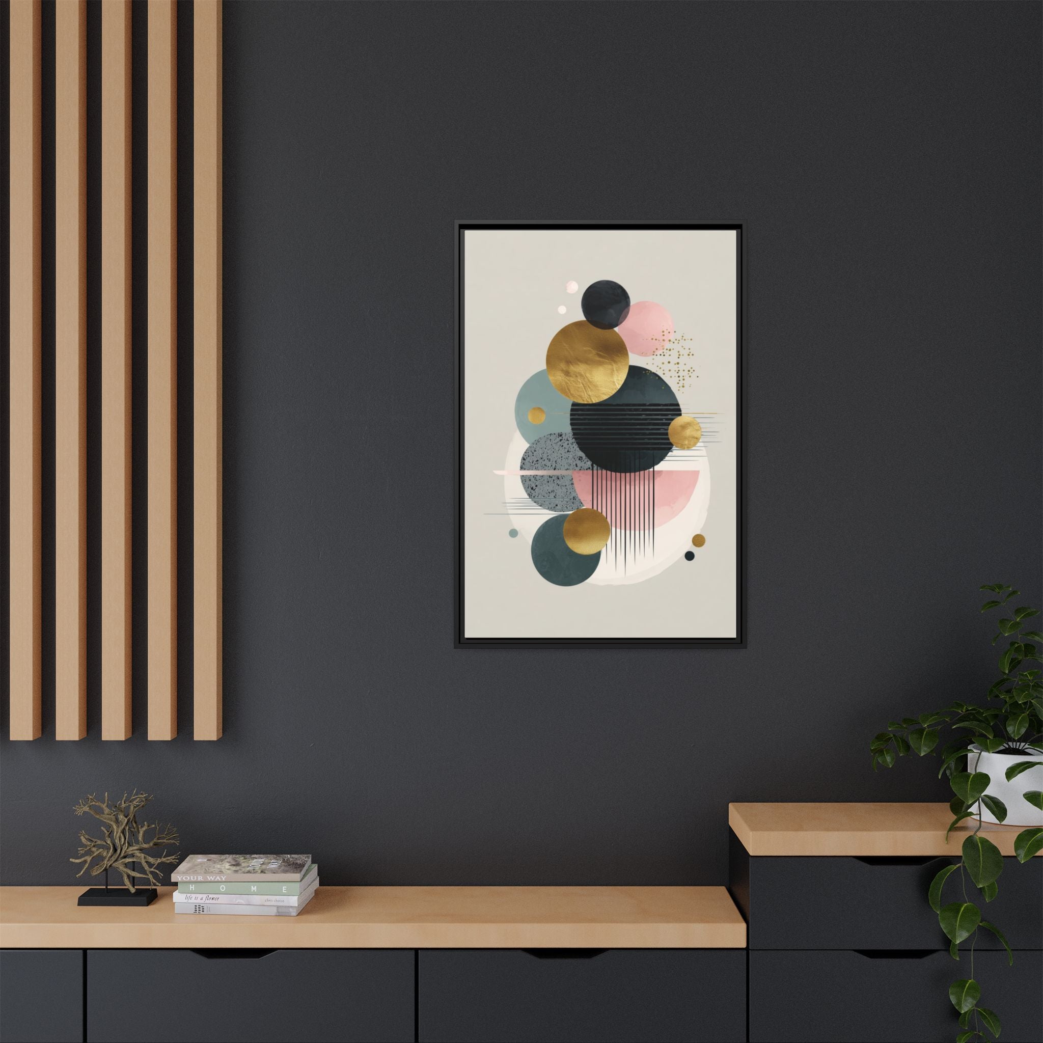 Geometric Harmony: Intersecting Circles, Mid-Century Modern Design, Abstract Metallic Composition   |   Custom Orders Accepted